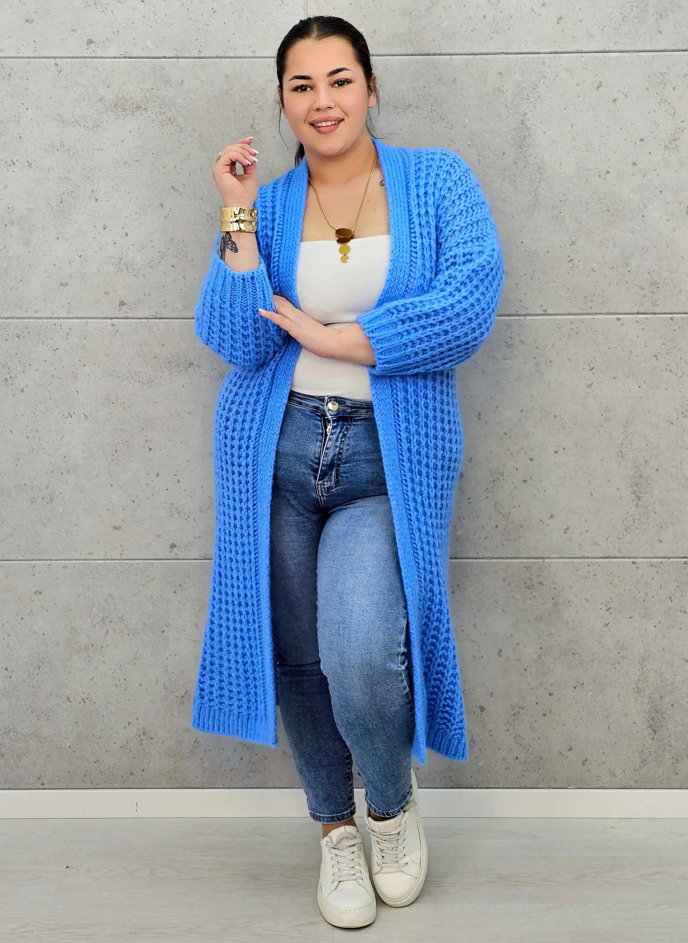 Długi kardigan plus size – modny, ciepły i wygodny sweter dla każdej kobiety Stylowa XL