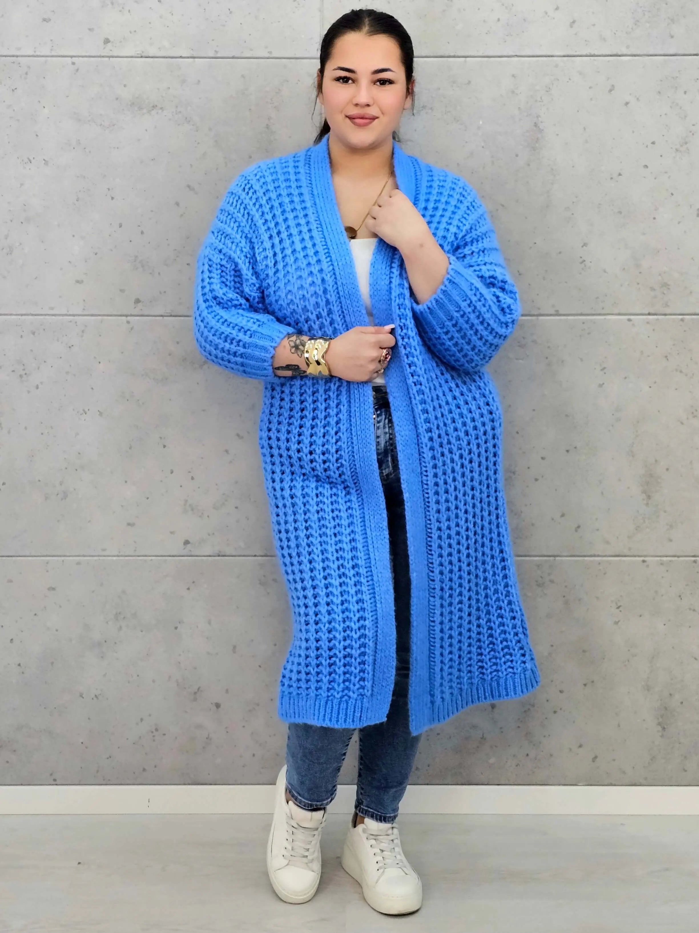 Długi kardigan plus size – modny, ciepły i wygodny sweter dla każdej kobiety Stylowa XL