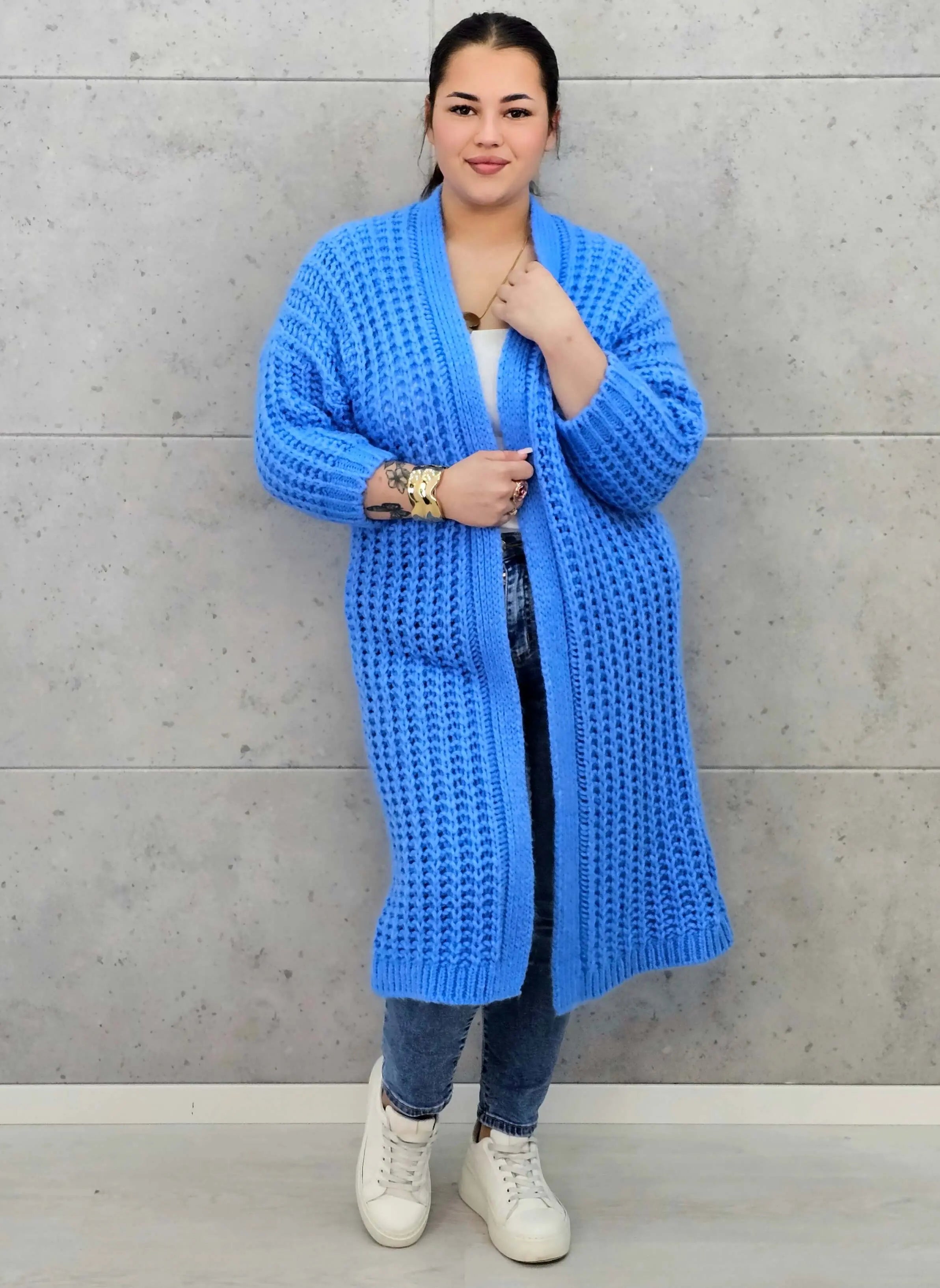 Długi kardigan plus size – modny, ciepły i wygodny sweter dla każdej kobiety Stylowa XL