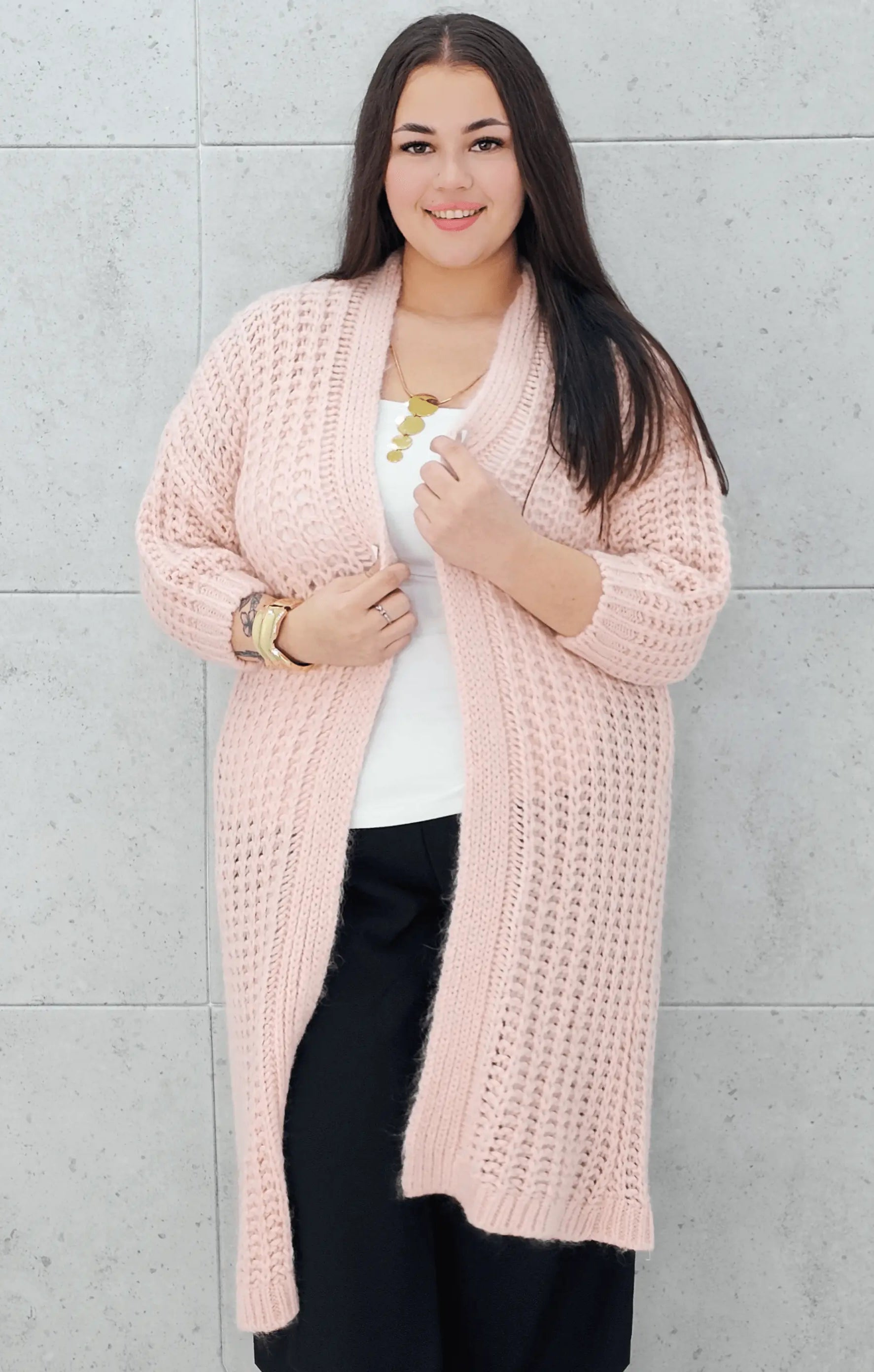 Długi kardigan plus size – modny, ciepły i wygodny sweter dla każdej kobiety Stylowa XL