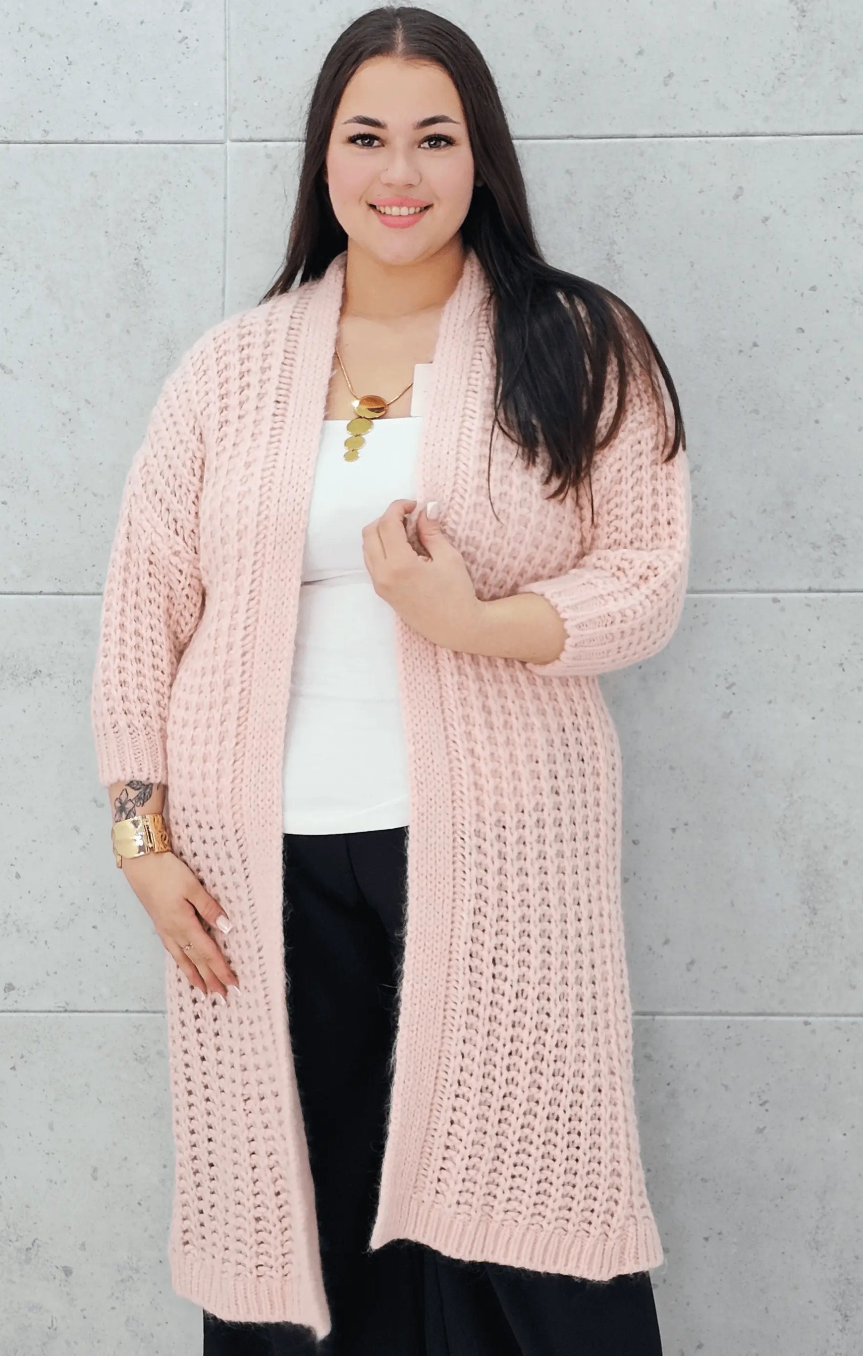 Długi kardigan plus size – modny, ciepły i wygodny sweter dla każdej kobiety Stylowa XL