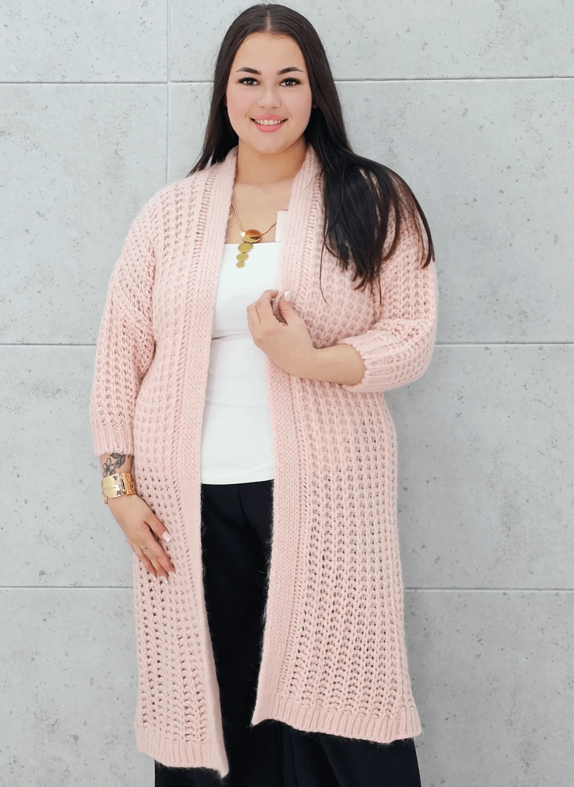 Długi kardigan plus size – modny, ciepły i wygodny sweter dla każdej kobiety Stylowa XL
