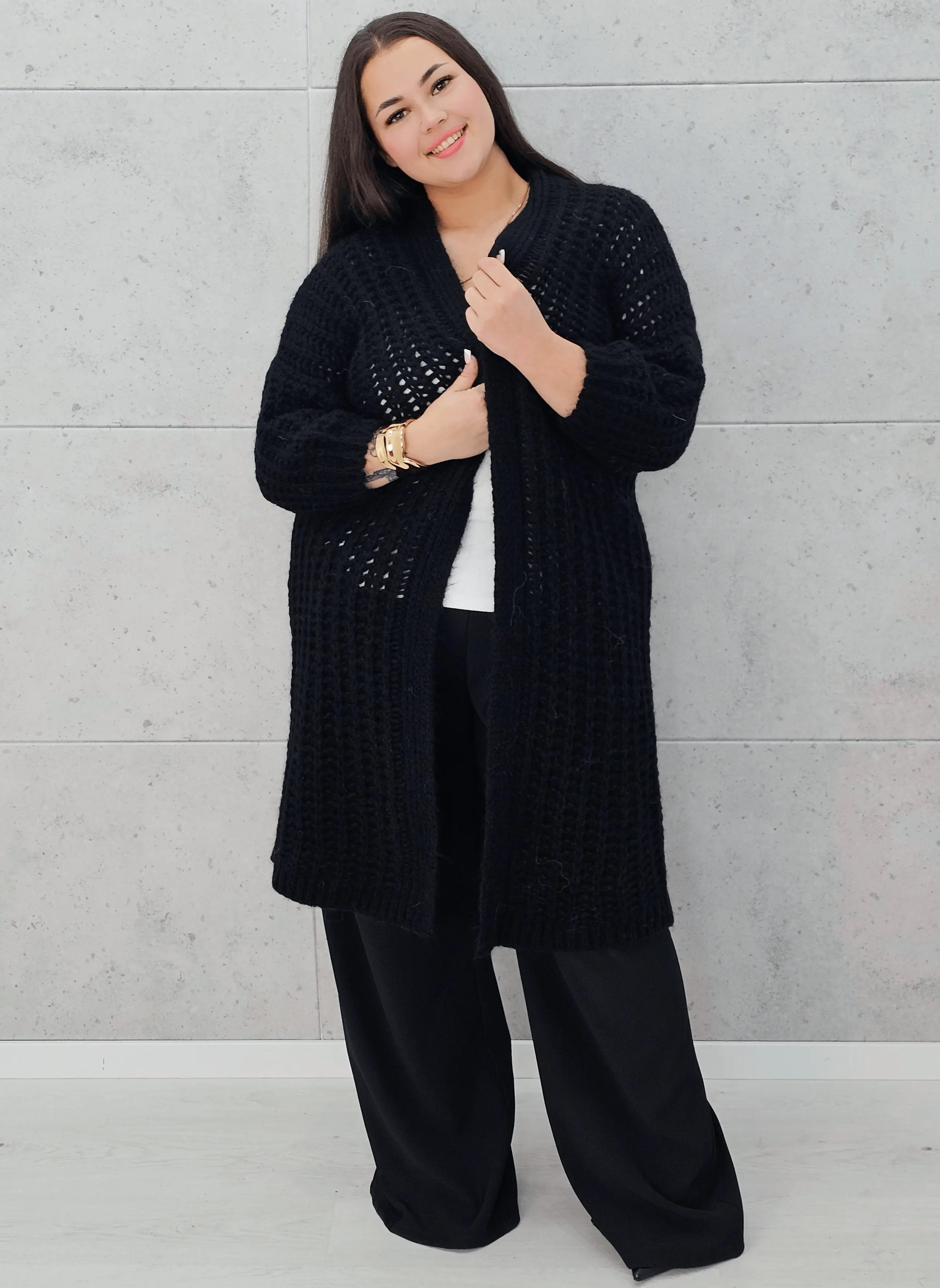 Długi kardigan plus size – modny, ciepły i wygodny sweter dla każdej kobiety Stylowa XL