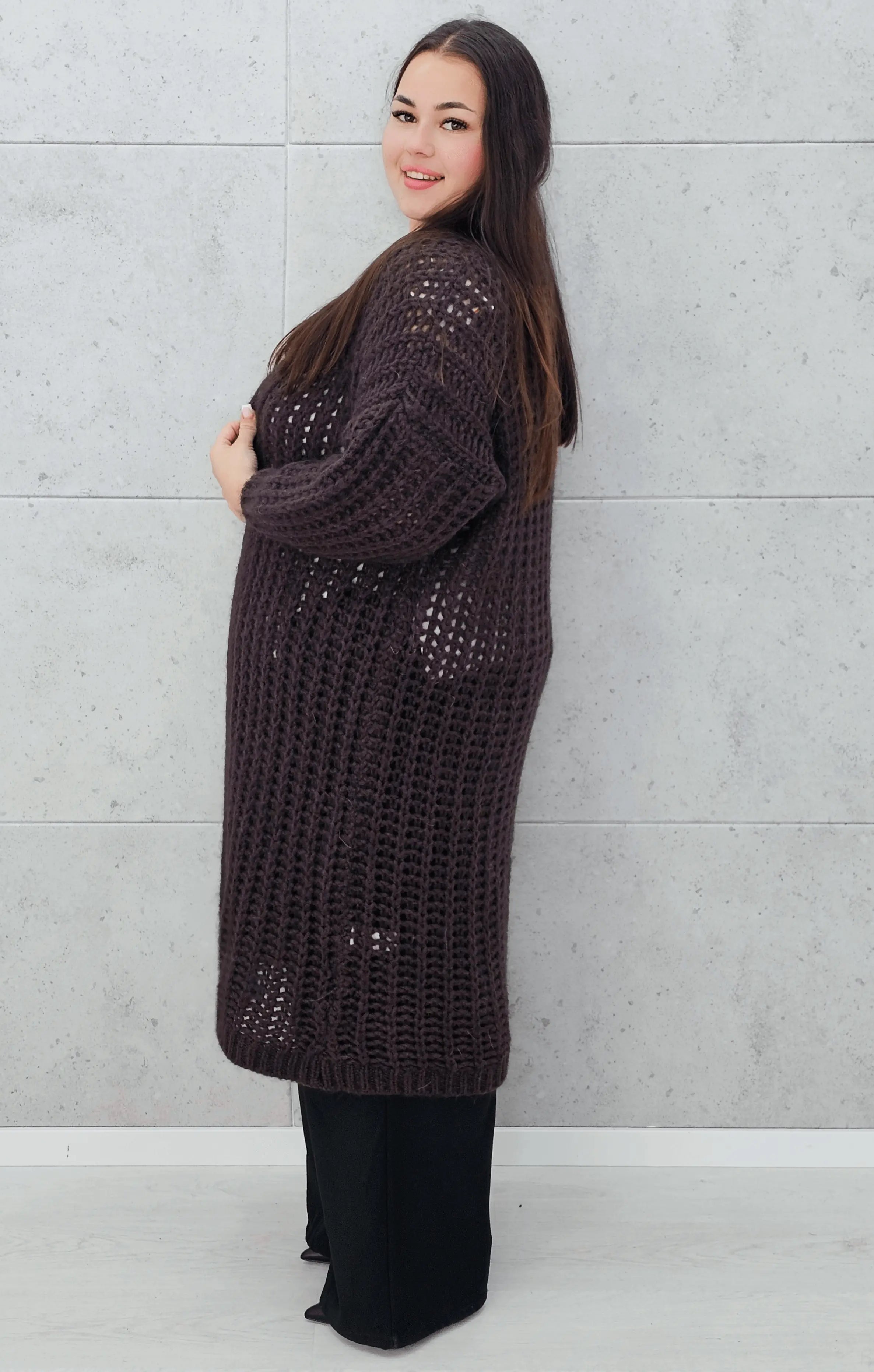 Długi kardigan plus size – modny, ciepły i wygodny sweter dla każdej kobiety Stylowa XL