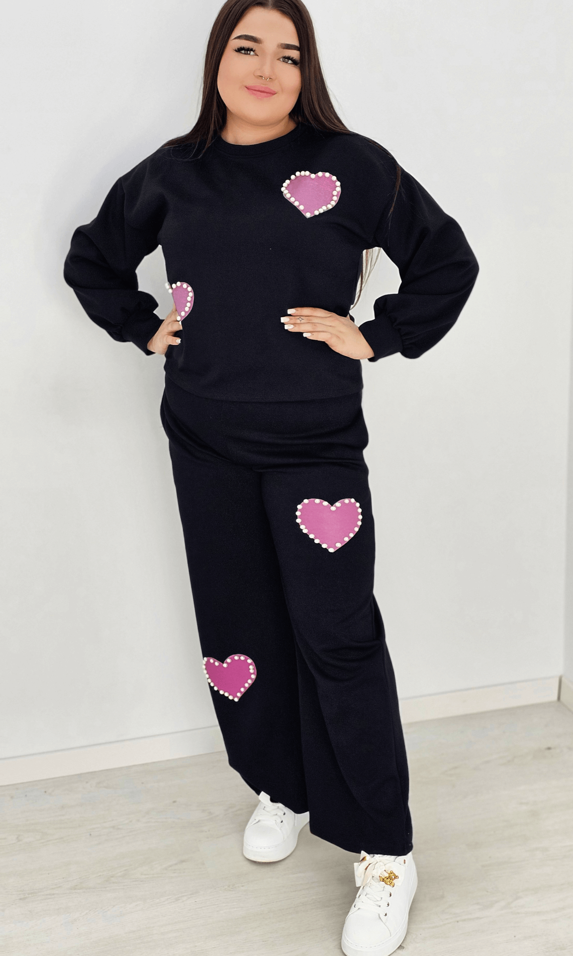 Dresy premium z perłowymi zdobieniami - czarny Stylowa XL