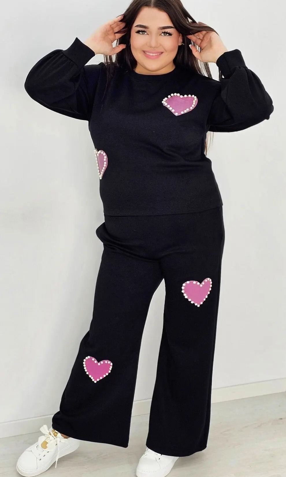 Dresy premium z perłowymi zdobieniami - czarny Stylowa XL