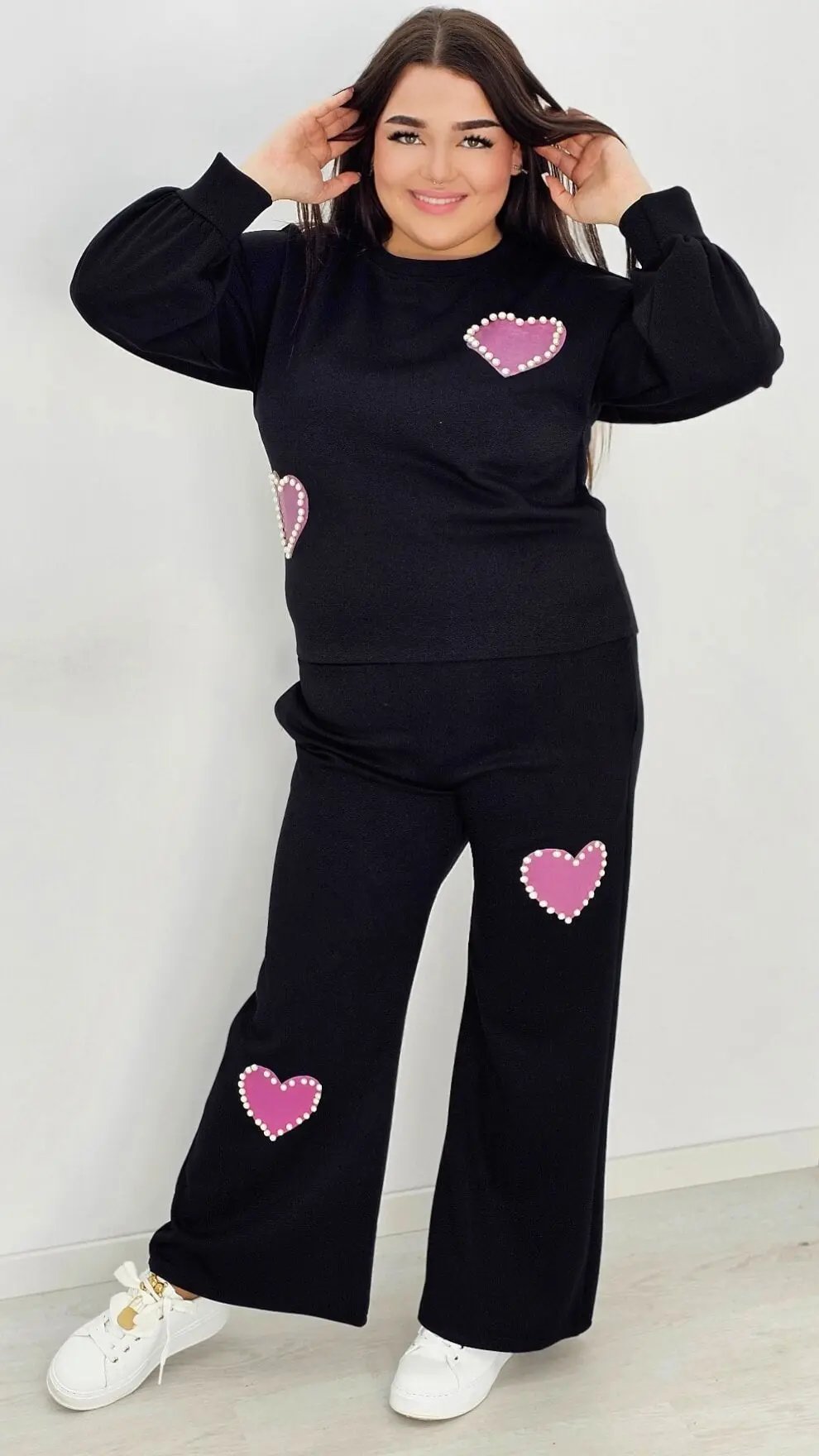 Dresy premium z perłowymi zdobieniami - czarny Stylowa XL