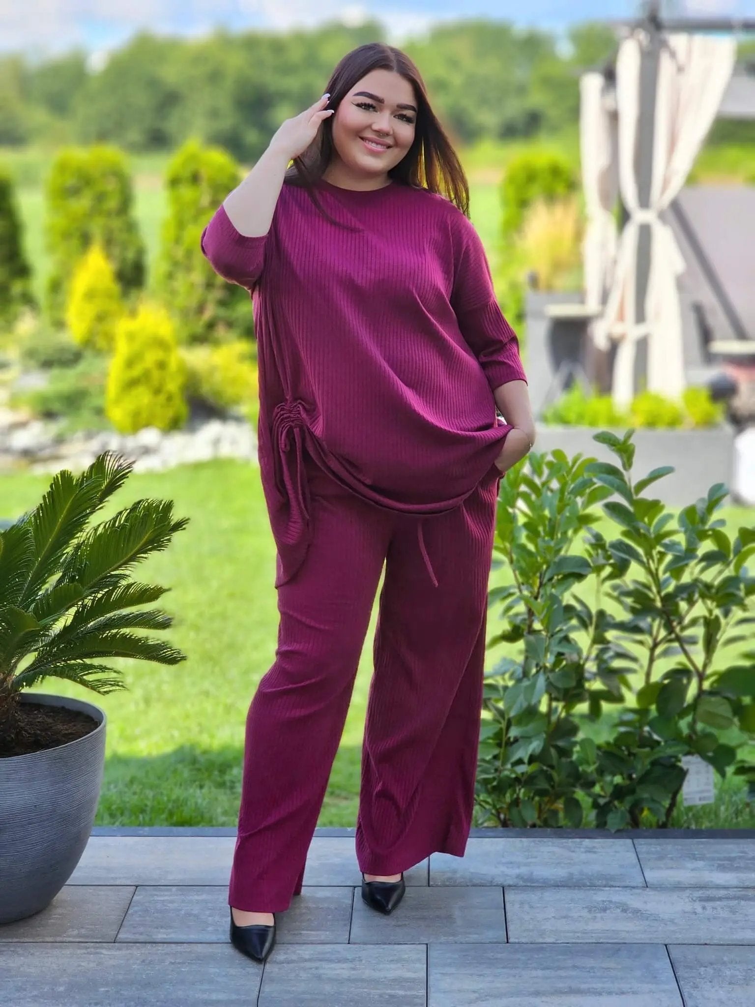 Elegancki prążkowy komplet Stylowa XL