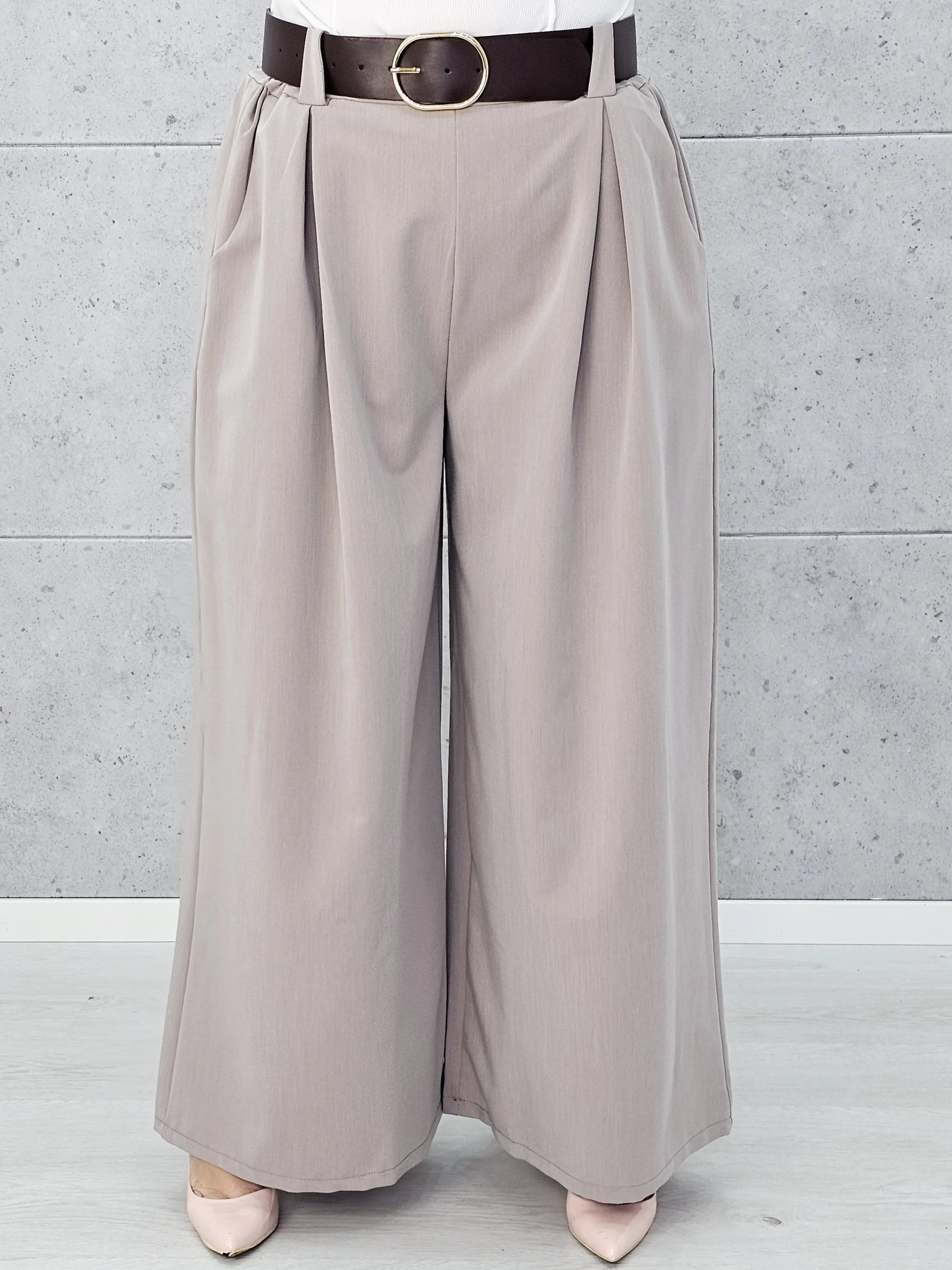 Eleganckie spodnie palazzo z paskiem Stylowa XL