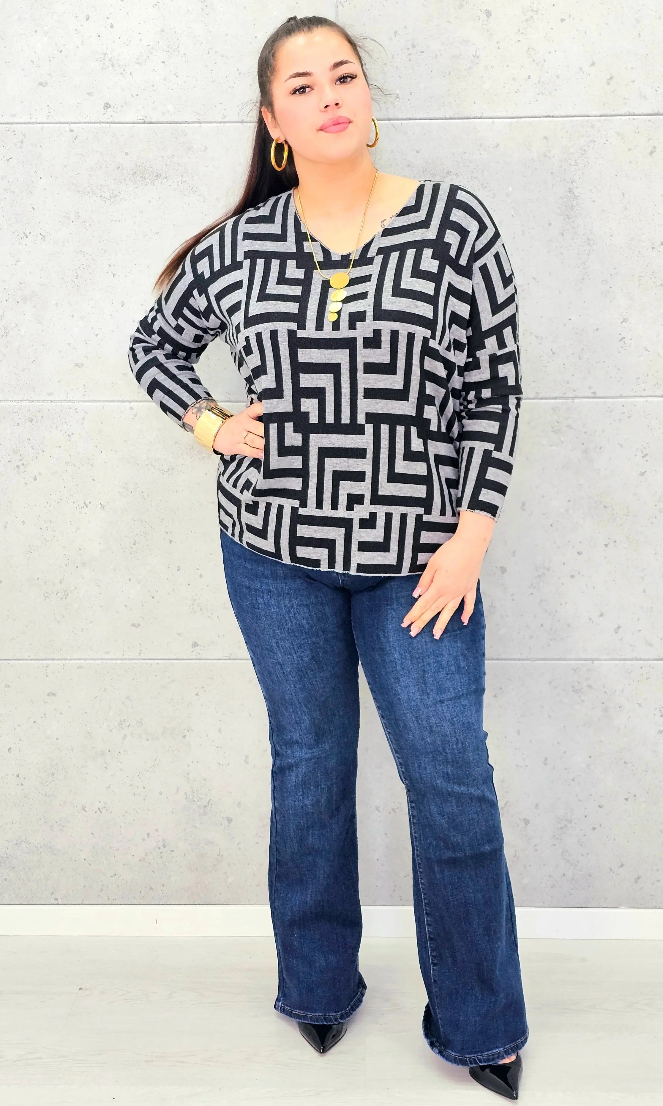 Geometryczna Elegancja na Luzie Stylowa XL