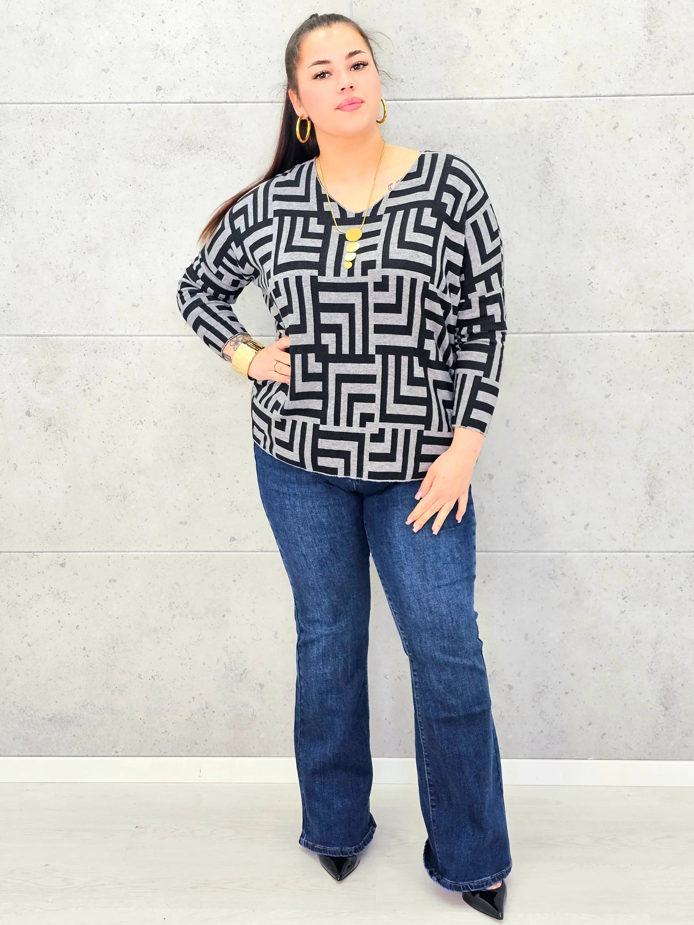 Geometryczna Elegancja na Luzie Stylowa XL