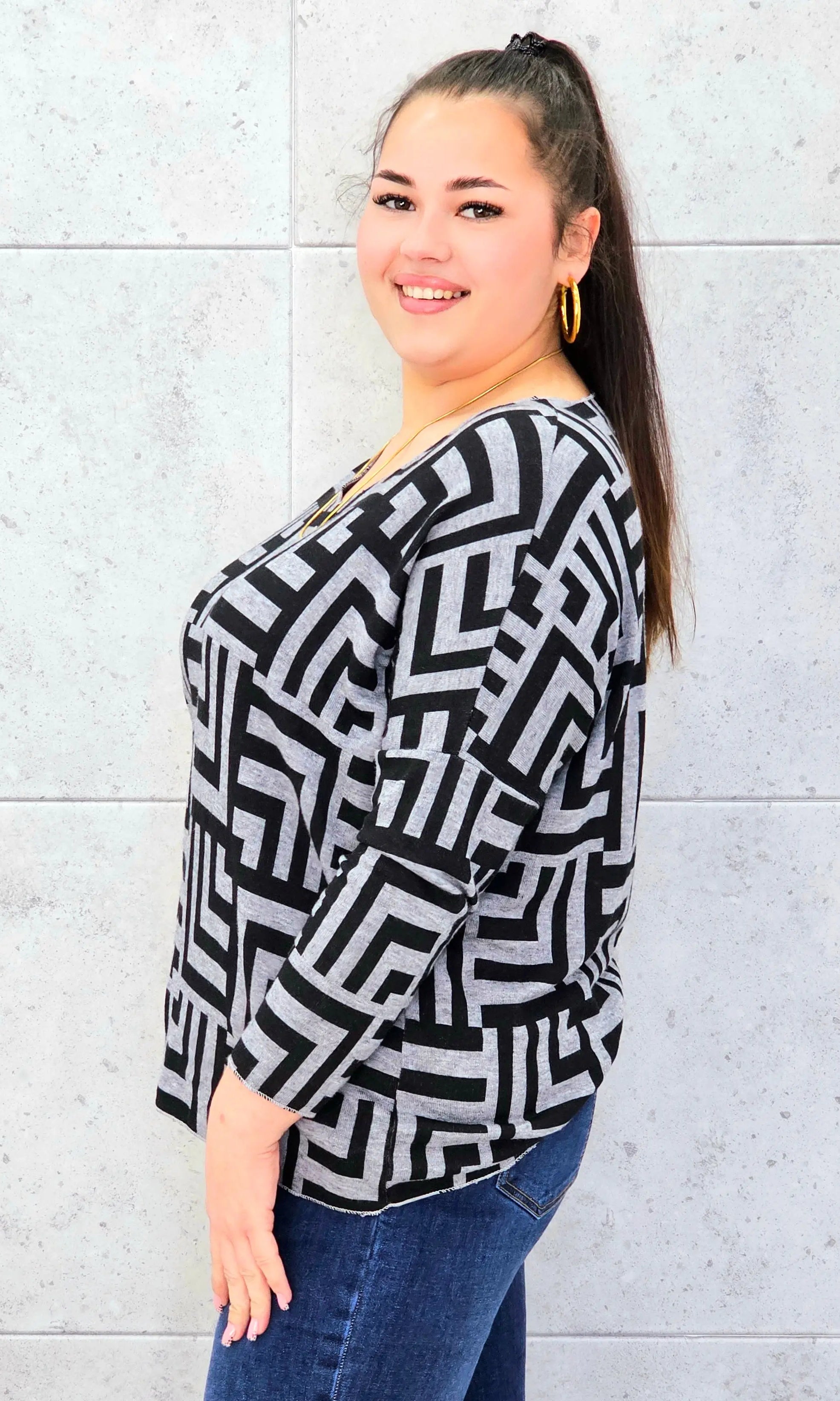 Geometryczna Elegancja na Luzie Stylowa XL