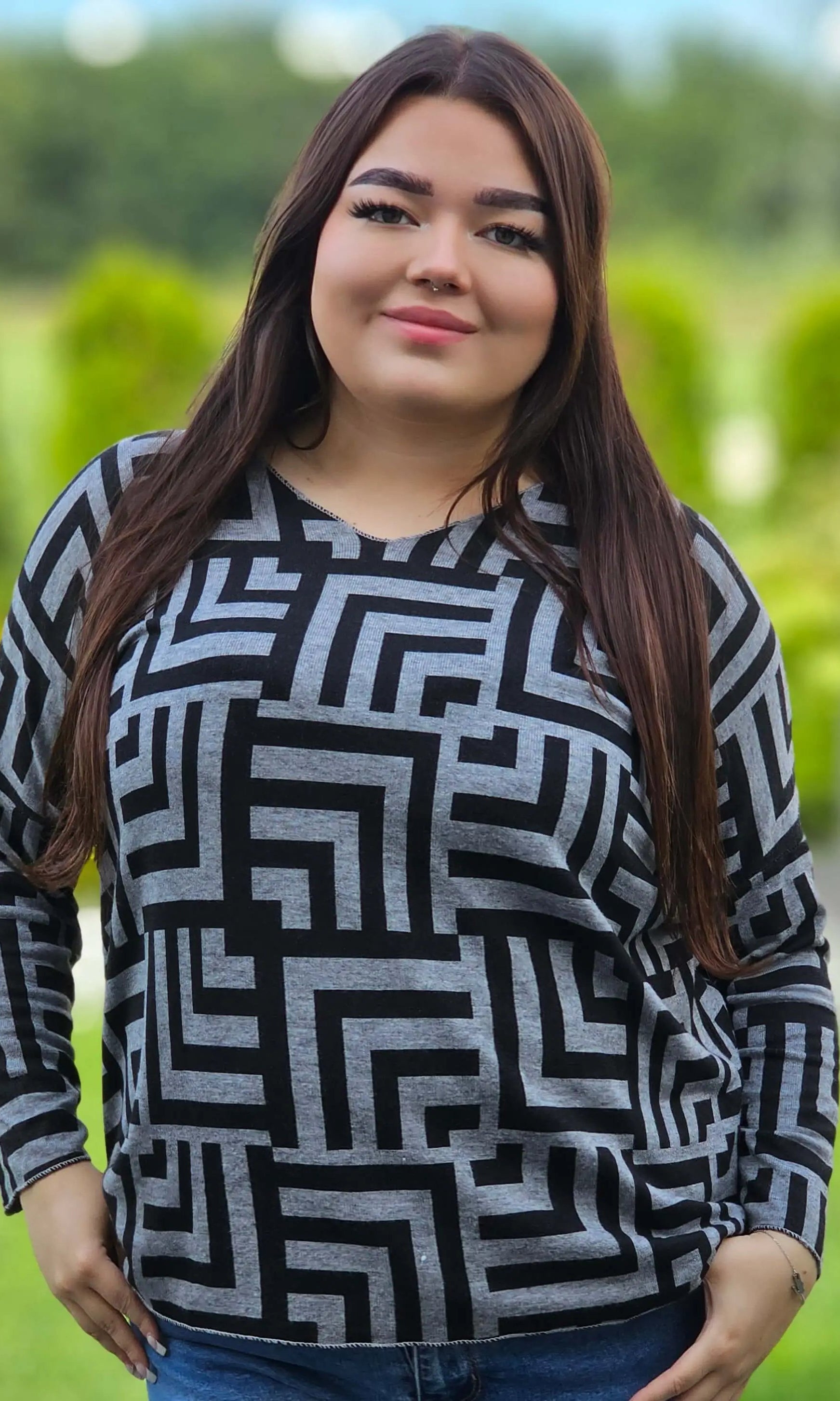 Geometryczna Elegancja na Luzie Stylowa XL