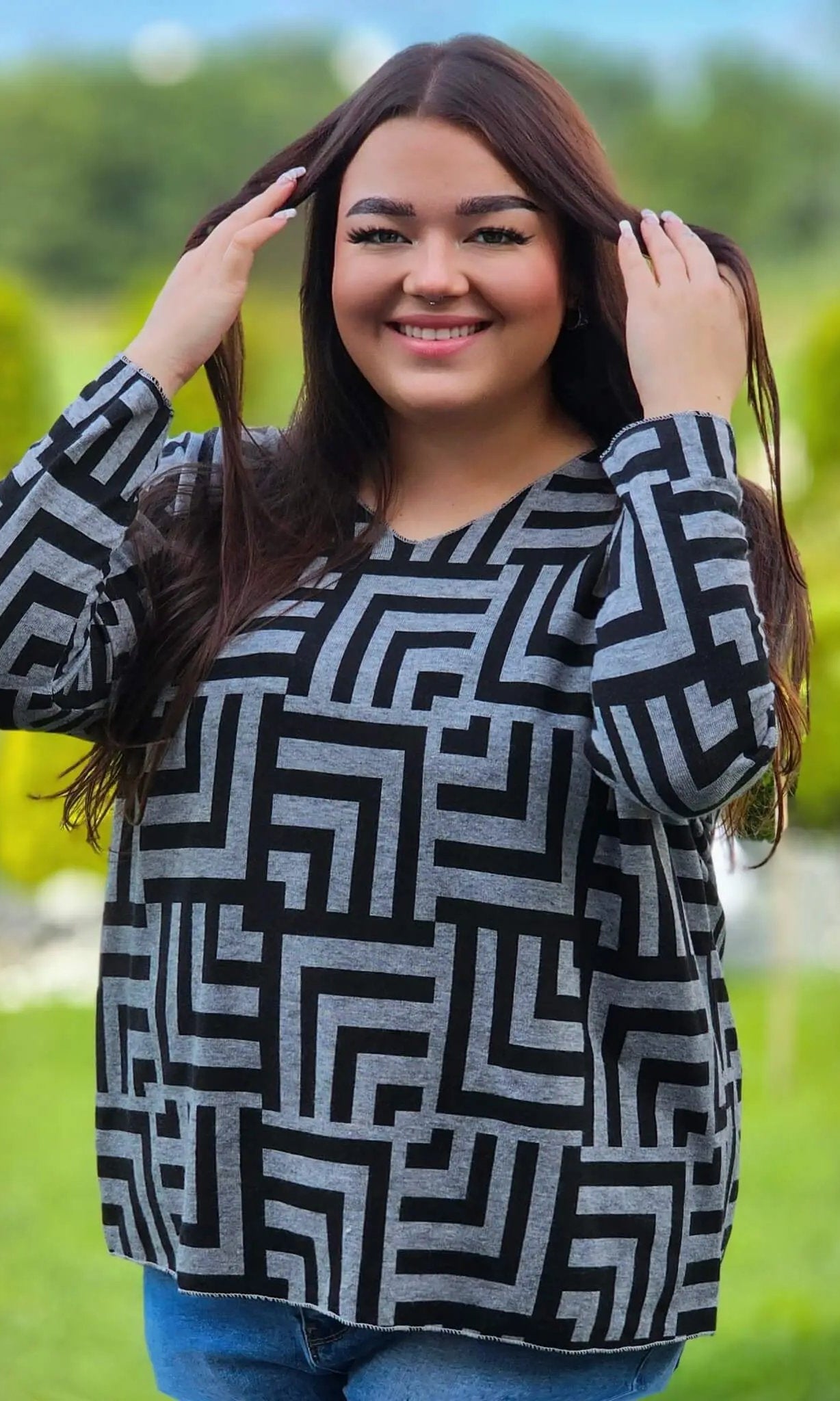 Geometryczna Elegancja na Luzie Stylowa XL