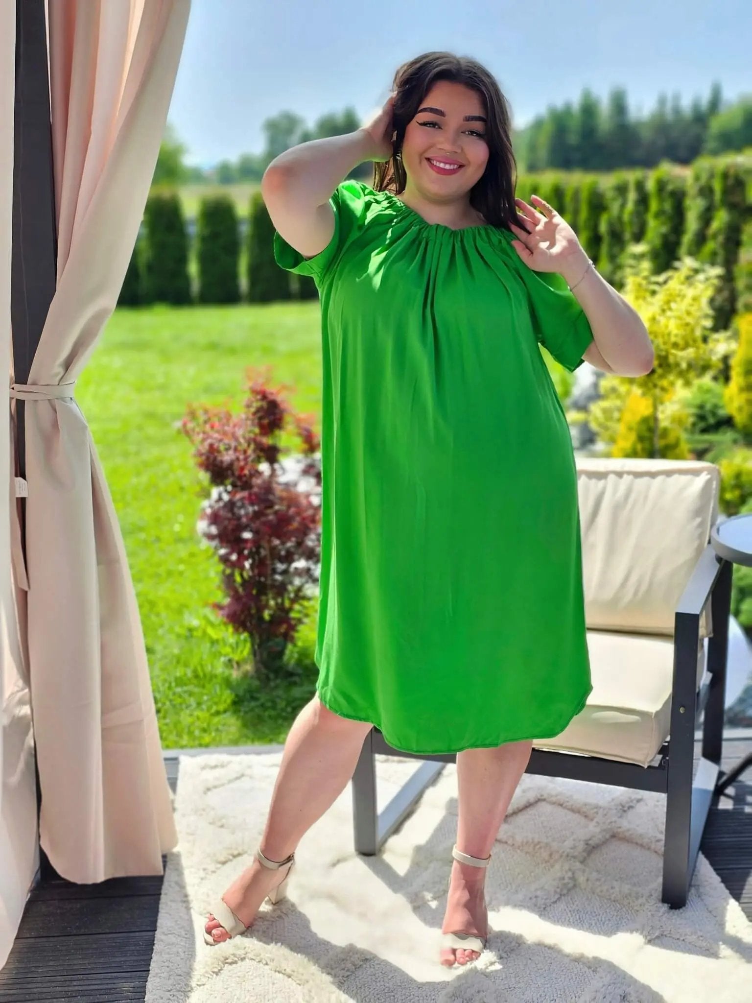 Gładka sukienka hiszpanka w kilku kolorach Stylowa XL