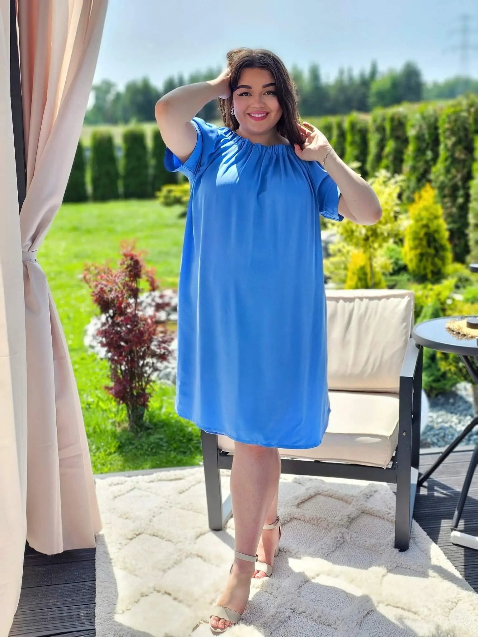 Gładka sukienka hiszpanka w kilku kolorach Stylowa XL