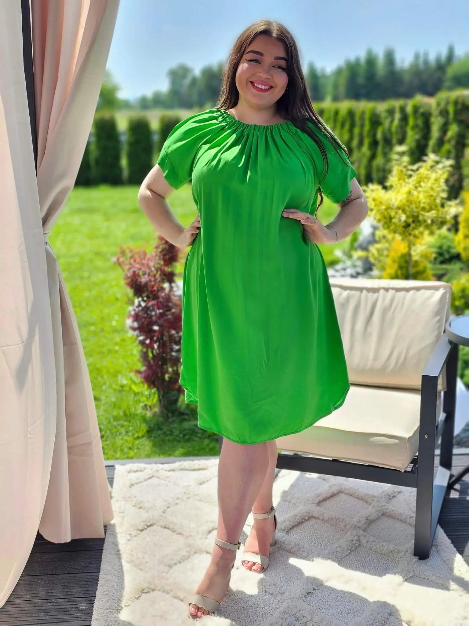 Gładka sukienka hiszpanka w kilku kolorach Stylowa XL