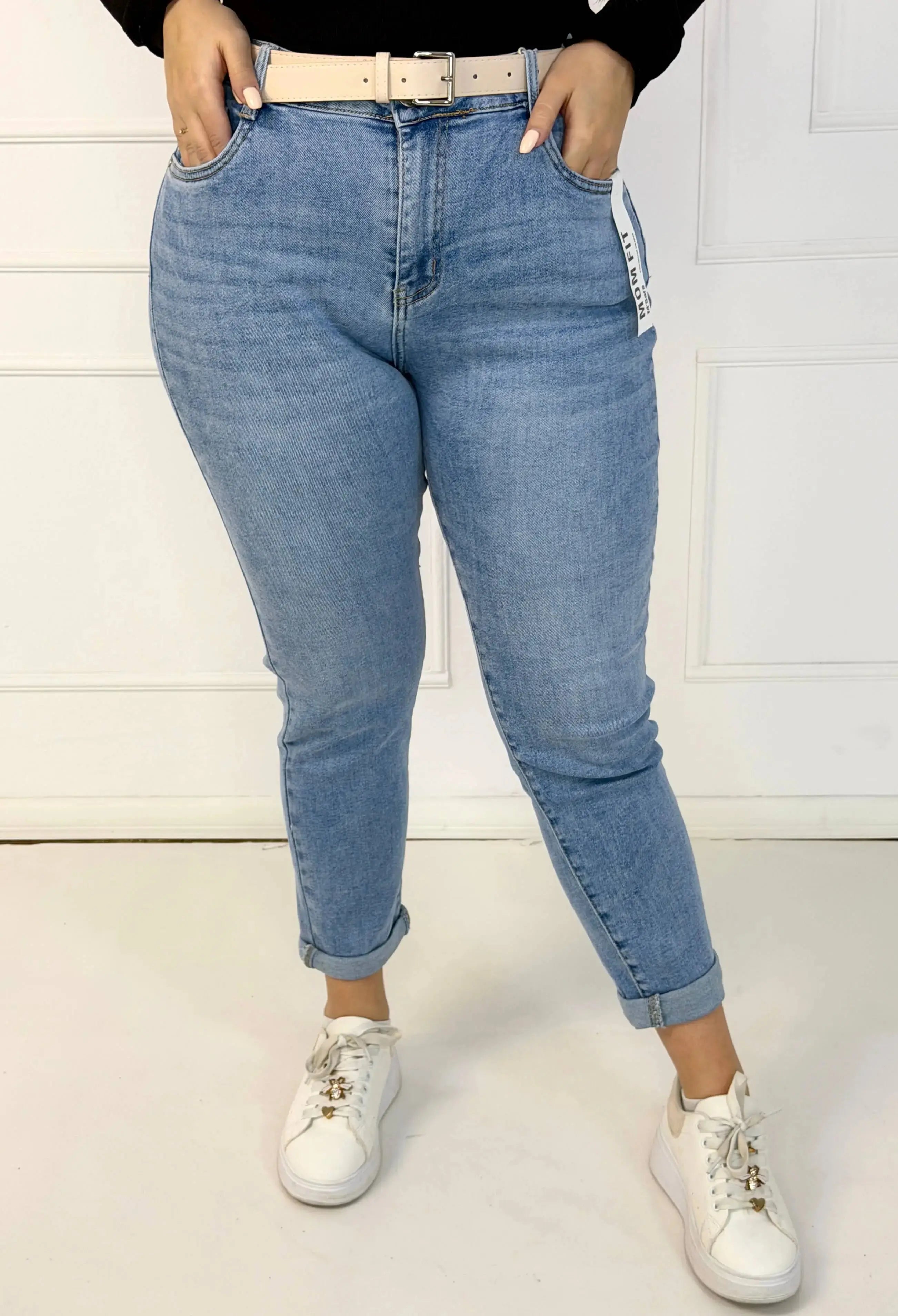 Jeansy plus size M'Sara mom fit XXL – jasny denim z wysokim stanem Stylowa XL