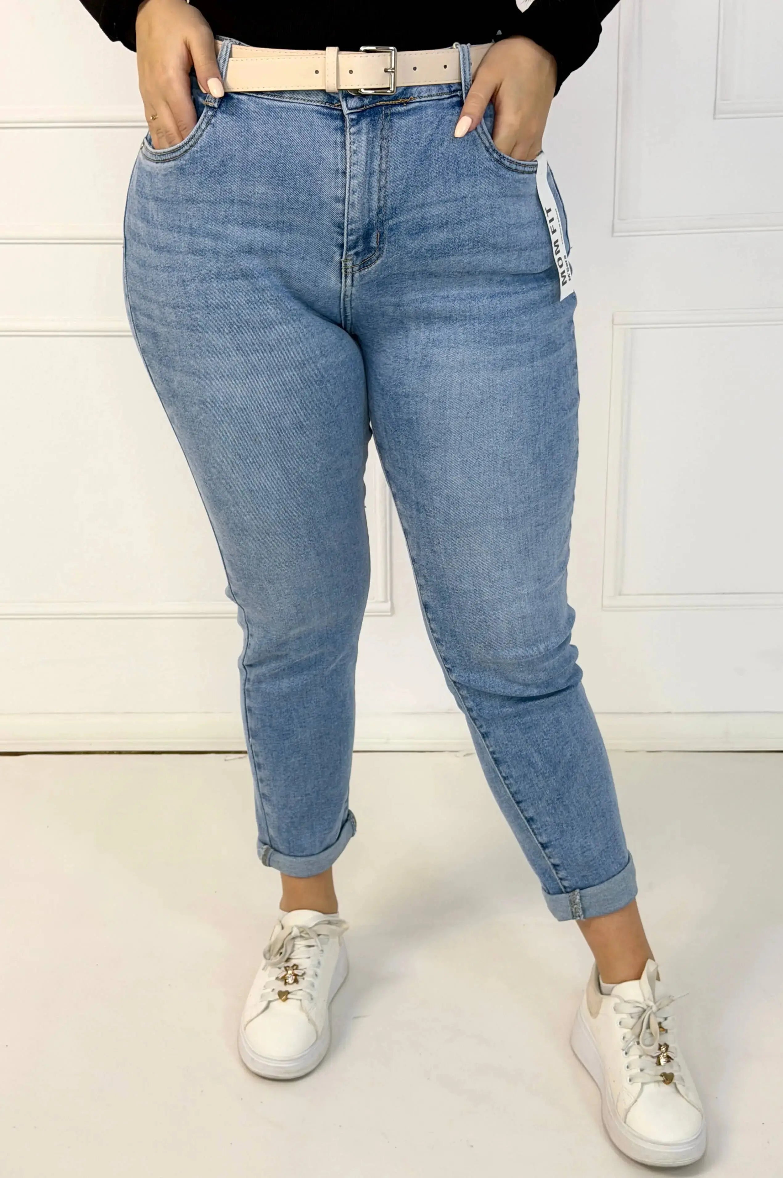 Jeansy plus size M'Sara mom fit XXL – jasny denim z wysokim stanem Stylowa XL