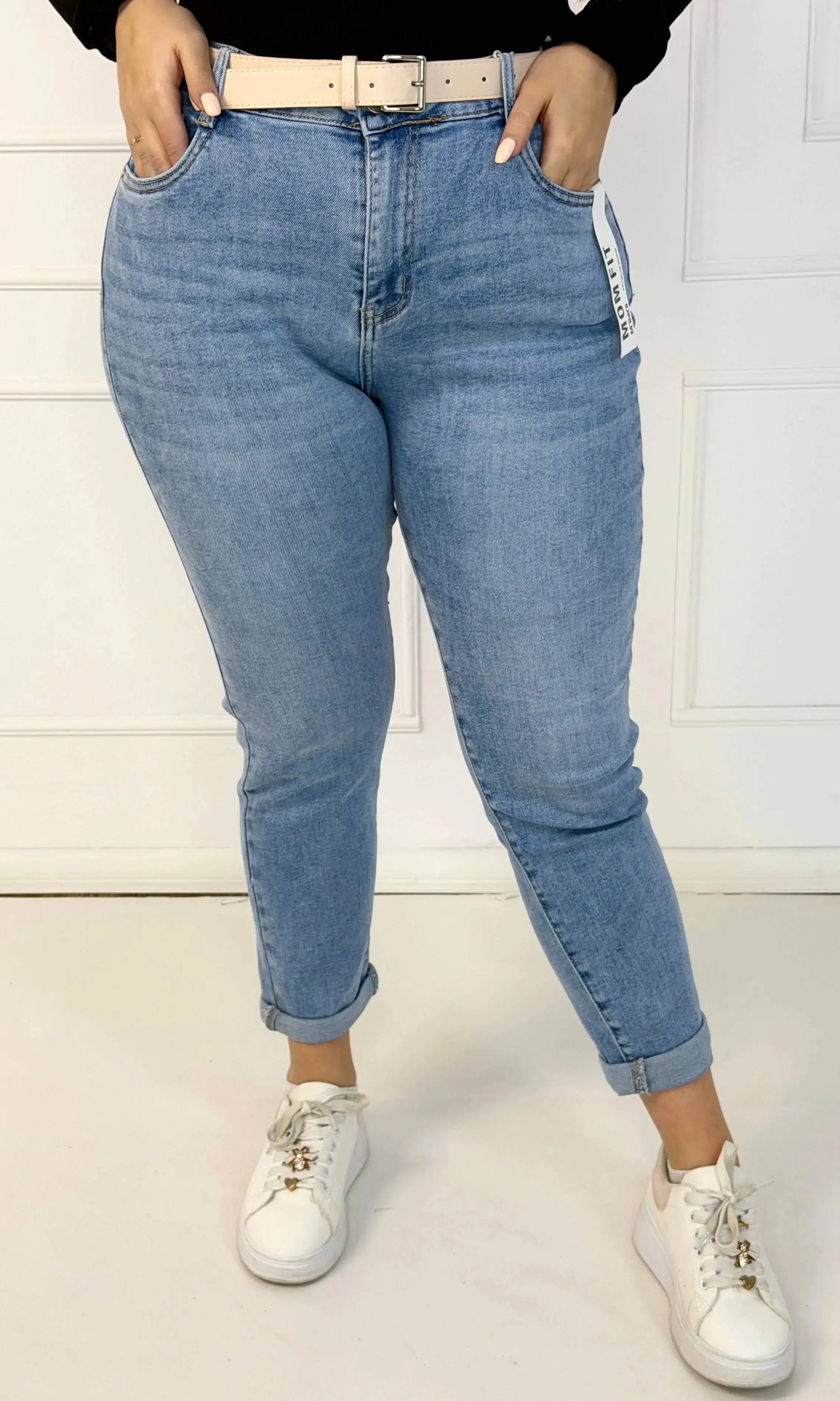 Jeansy plus size M'Sara mom fit XXL – jasny denim z wysokim stanem Stylowa XL