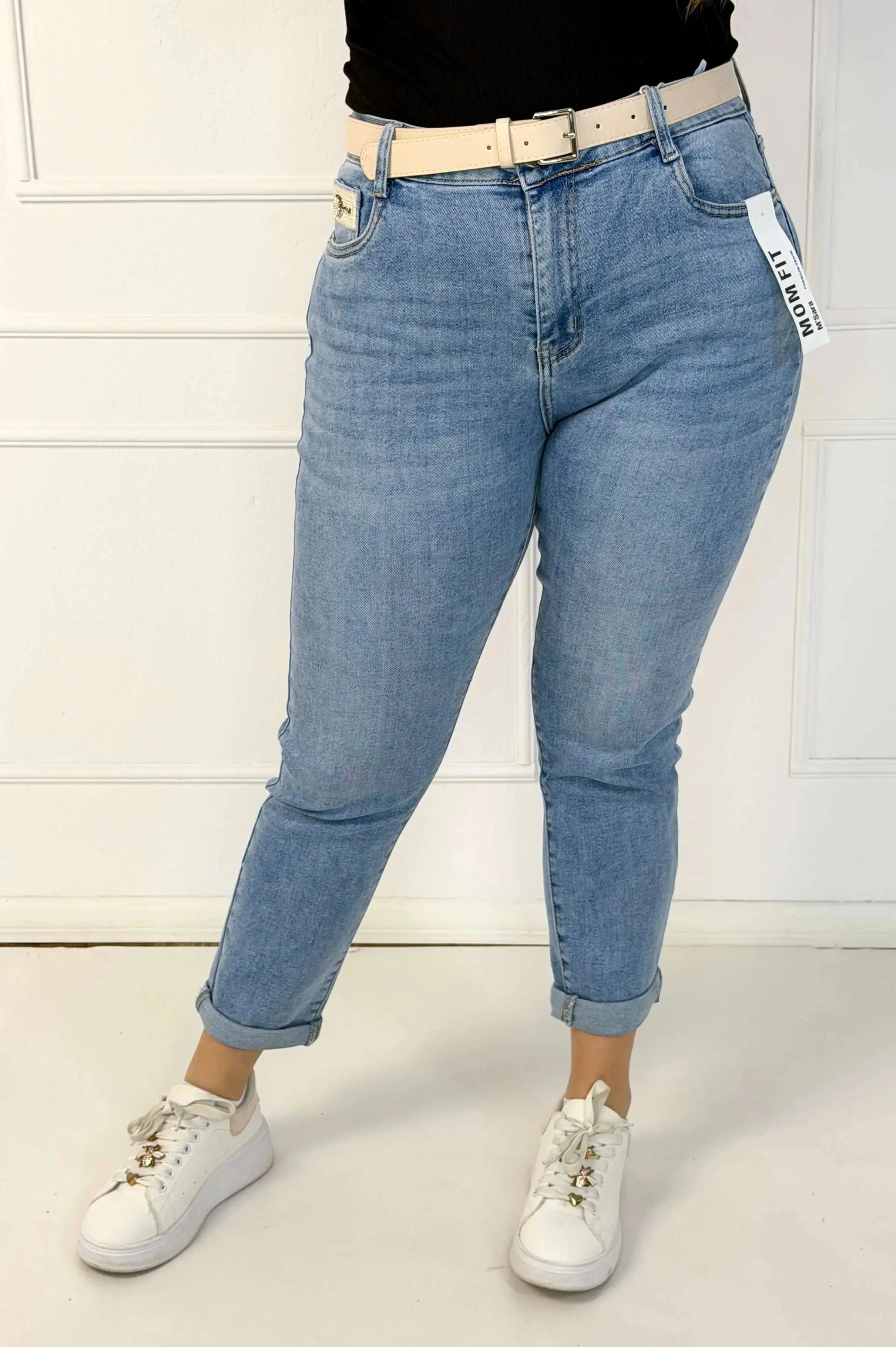 Jeansy plus size M'Sara mom fit XXL – jasny denim z wysokim stanem Stylowa XL