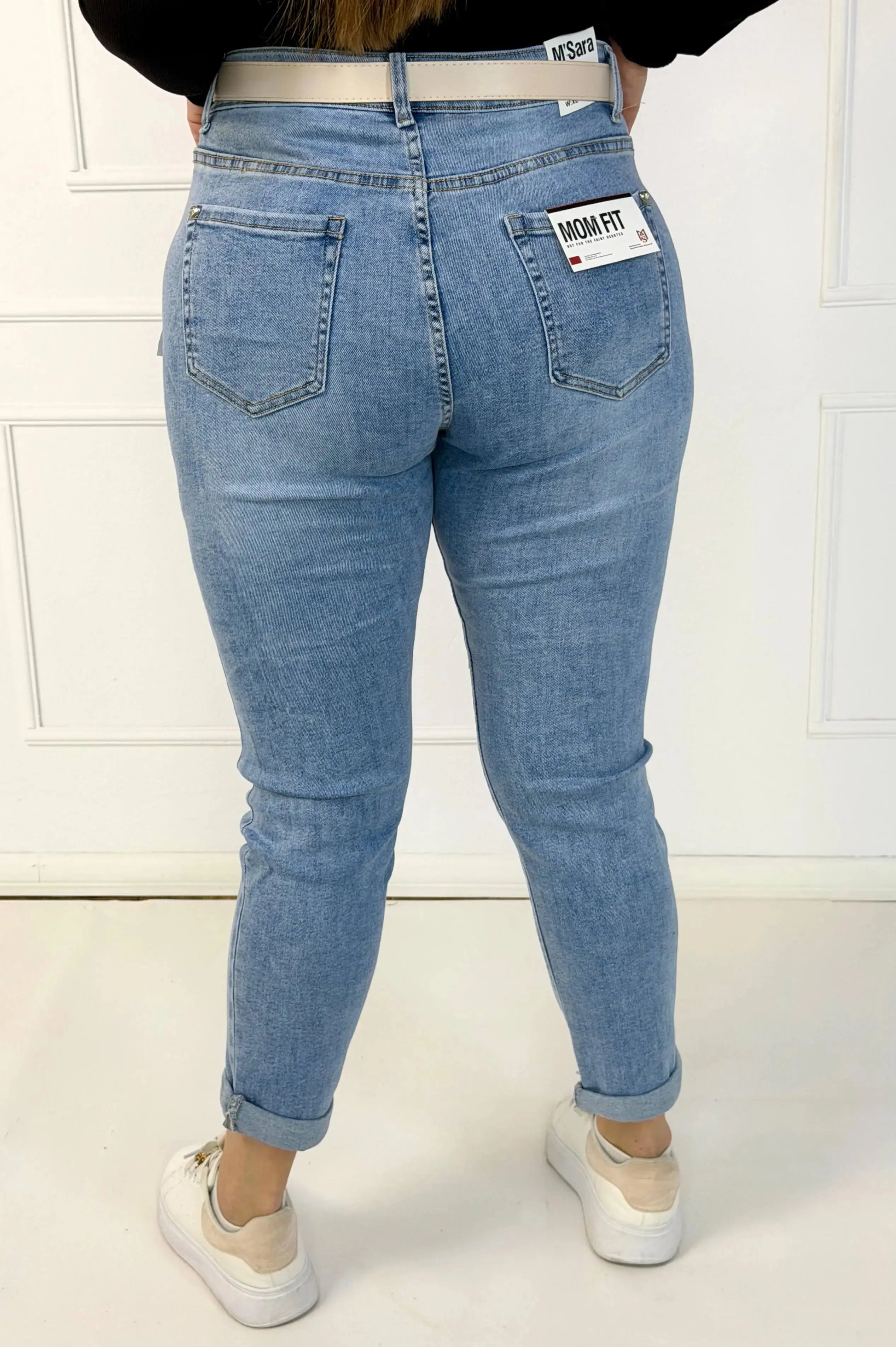 Jeansy plus size M'Sara mom fit XXL – jasny denim z wysokim stanem Stylowa XL
