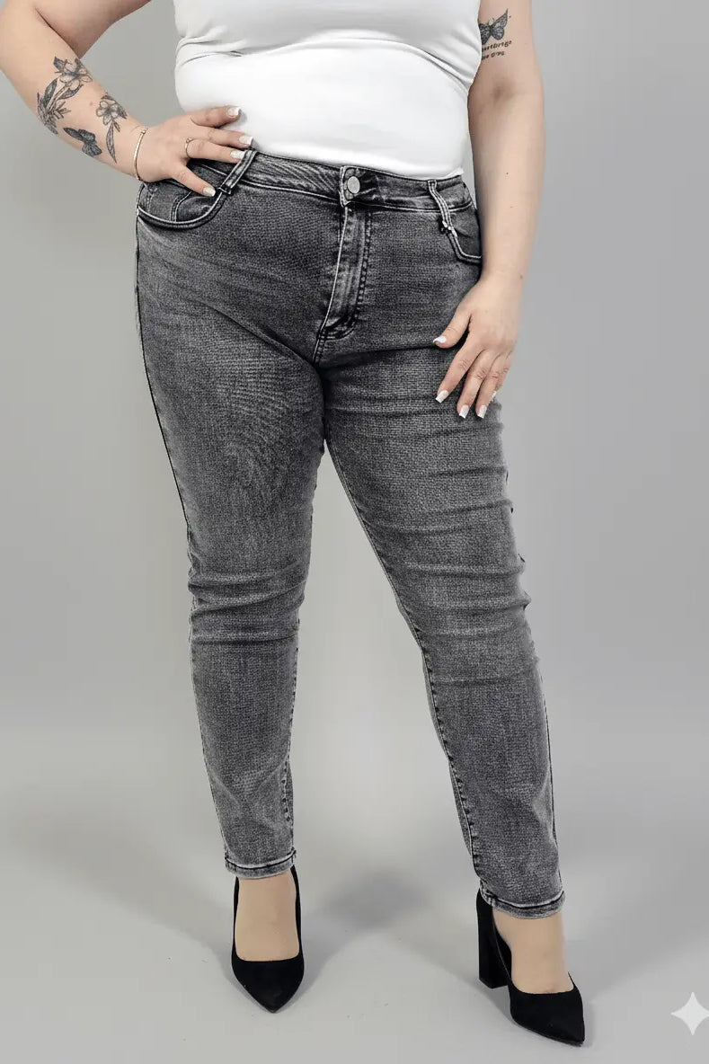 Jeansy plus size grafitowe – klasyczne spodnie damskie XXL Stylowa XL