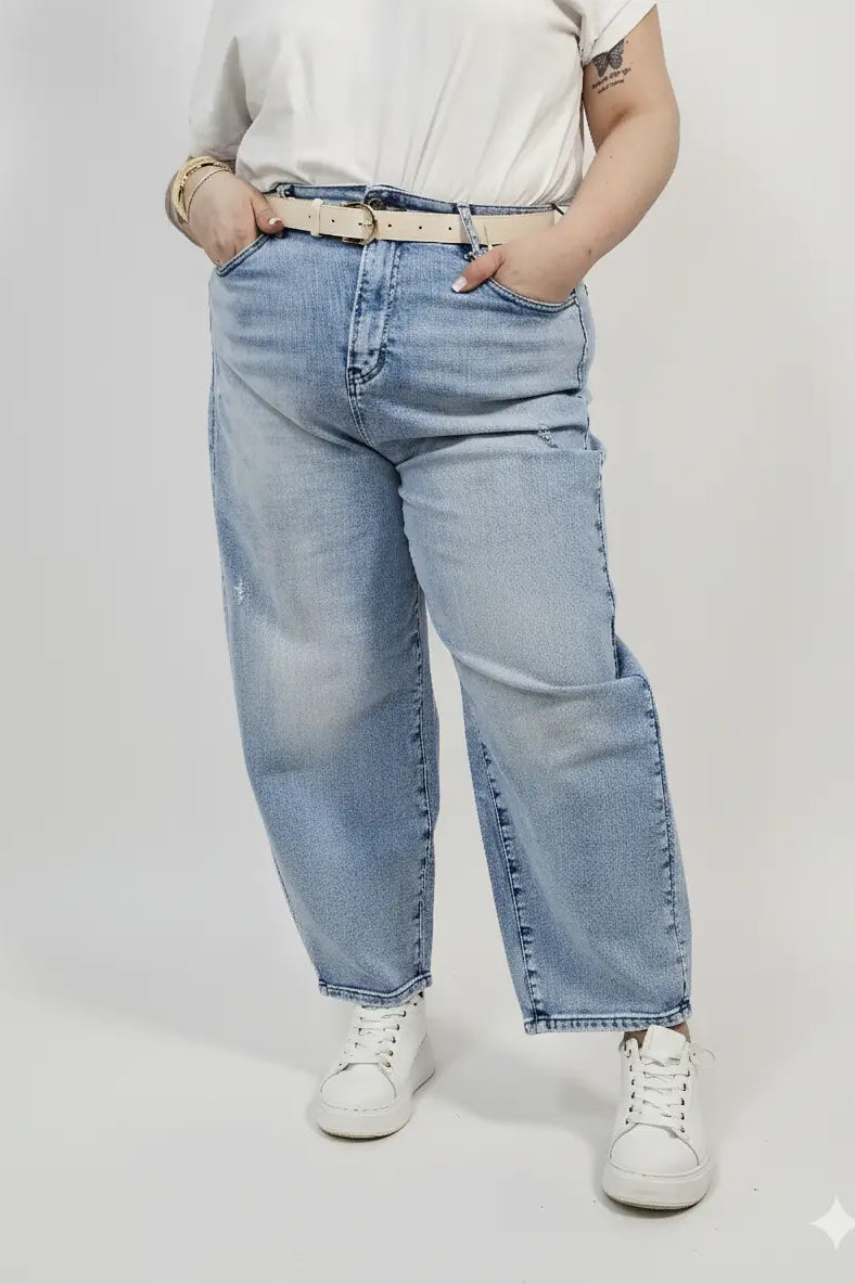 Jeansy plus size jasne z wysokim stanem – wygodne spodnie XXL Stylowa XL