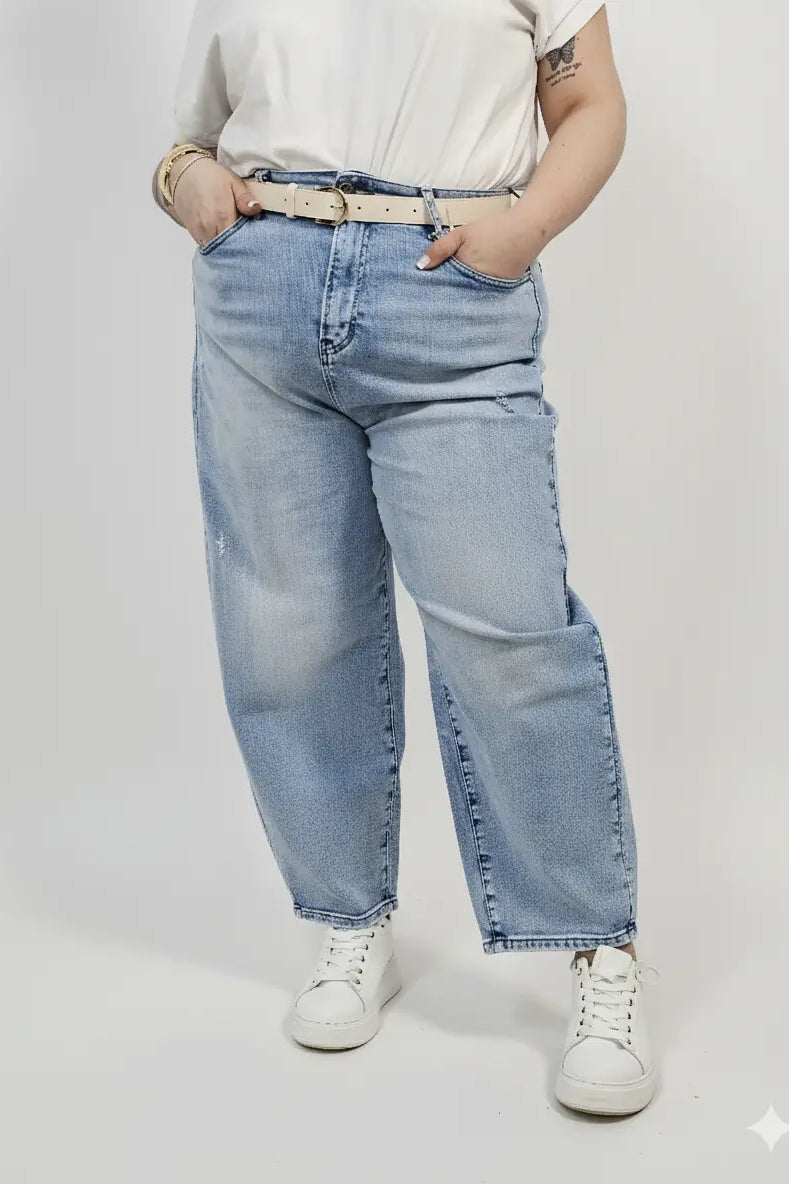 Jeansy plus size jasne z wysokim stanem – wygodne spodnie XXL Stylowa XL