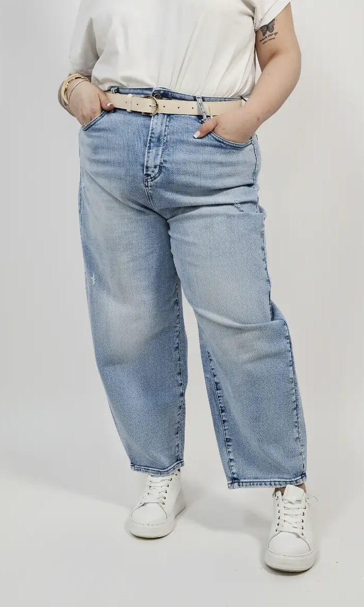 Jeansy plus size jasne z wysokim stanem – wygodne spodnie XXL Stylowa XL