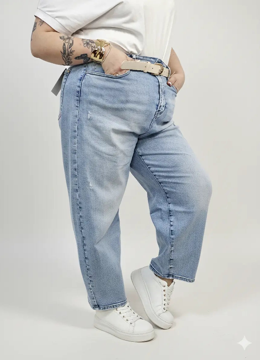 Jeansy plus size jasne z wysokim stanem – wygodne spodnie XXL Stylowa XL