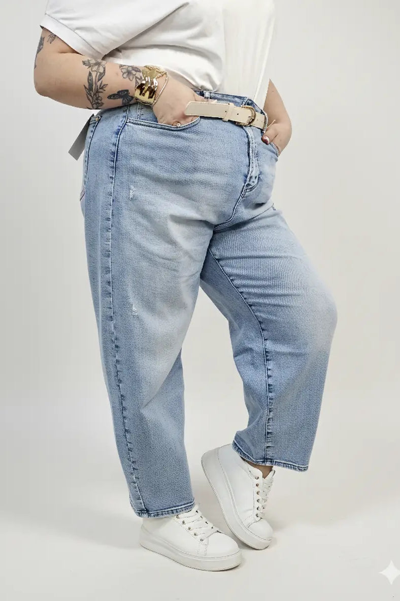Jeansy plus size jasne z wysokim stanem – wygodne spodnie XXL Stylowa XL