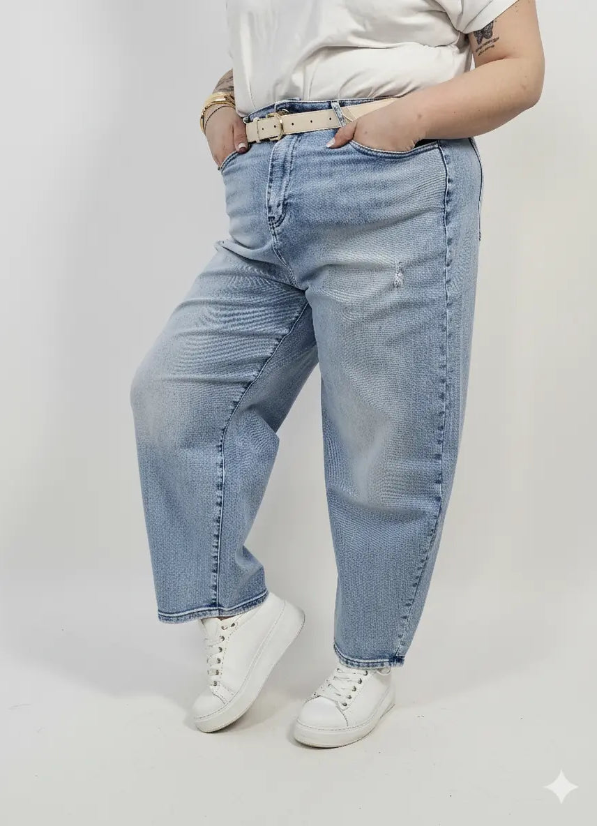 Jeansy plus size jasne z wysokim stanem – wygodne spodnie XXL Stylowa XL