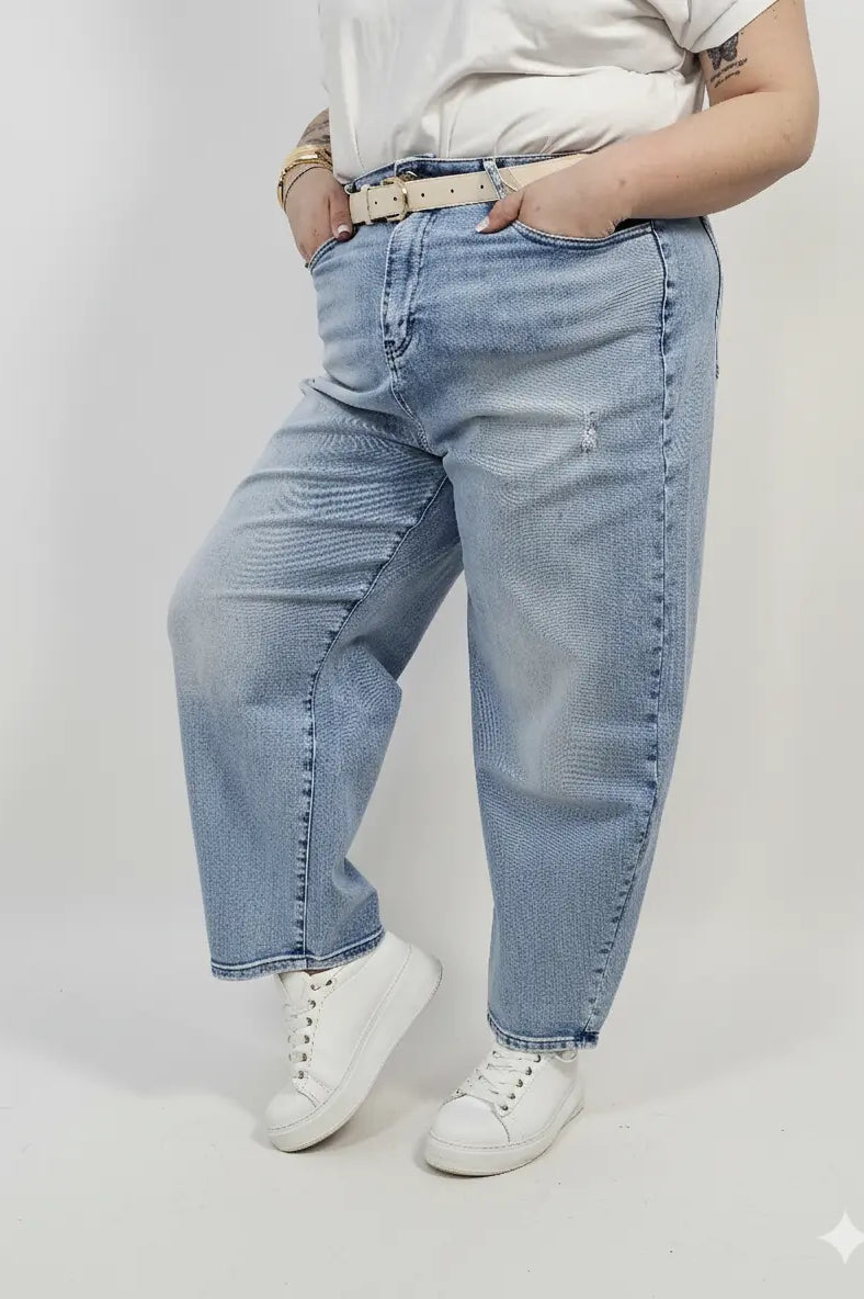 Jeansy plus size jasne z wysokim stanem – wygodne spodnie XXL Stylowa XL
