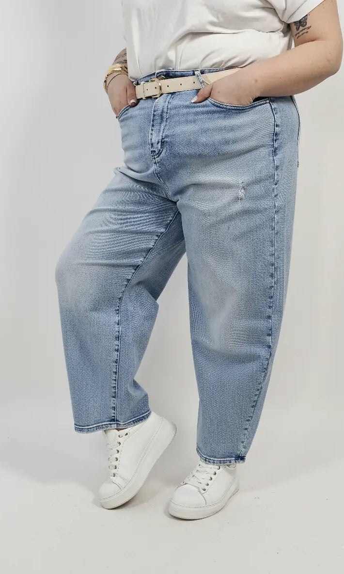 Jeansy plus size jasne z wysokim stanem – wygodne spodnie XXL Stylowa XL