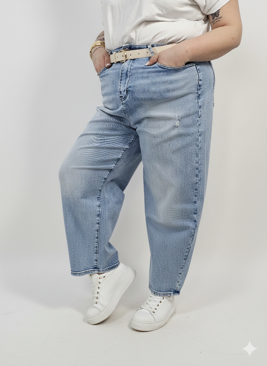 Jeansy plus size jasne z wysokim stanem – wygodne spodnie XXL Stylowa XL