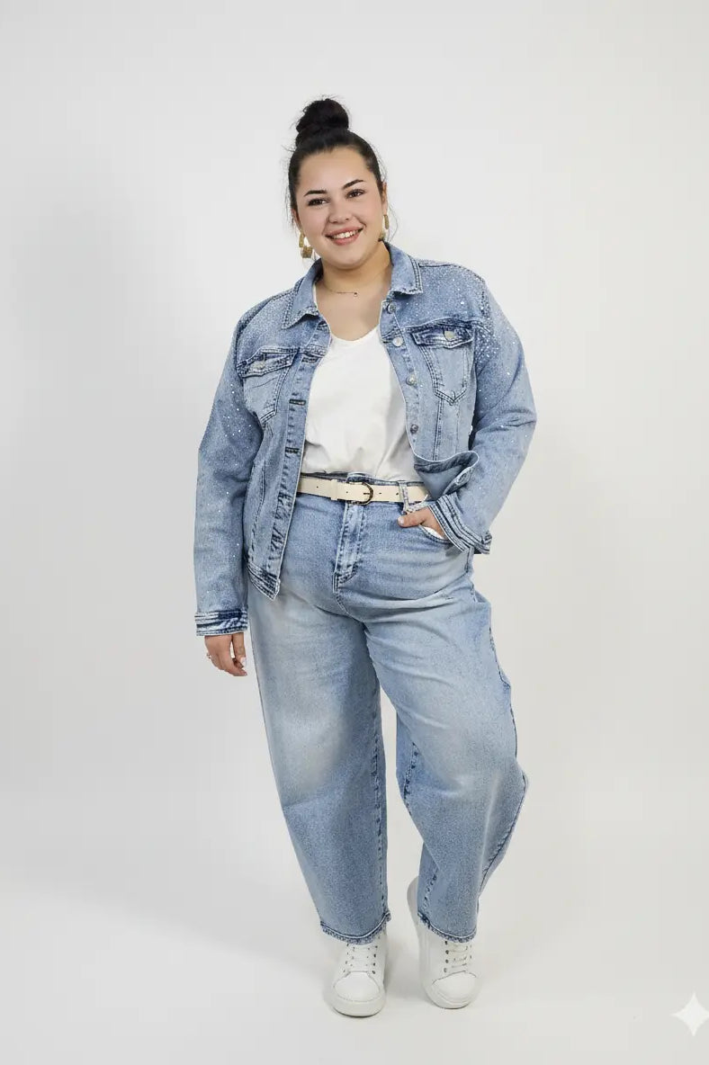 Jeansy plus size jasne z wysokim stanem – wygodne spodnie XXL Stylowa XL
