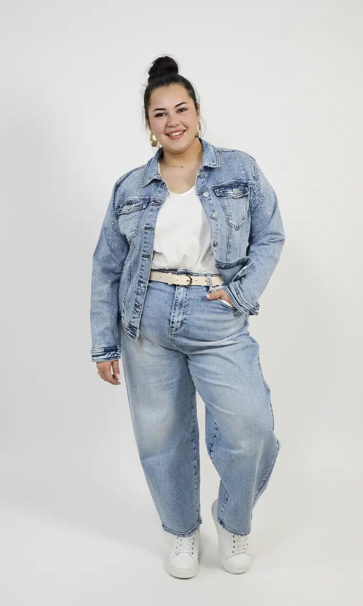Jeansy plus size jasne z wysokim stanem – wygodne spodnie XXL Stylowa XL