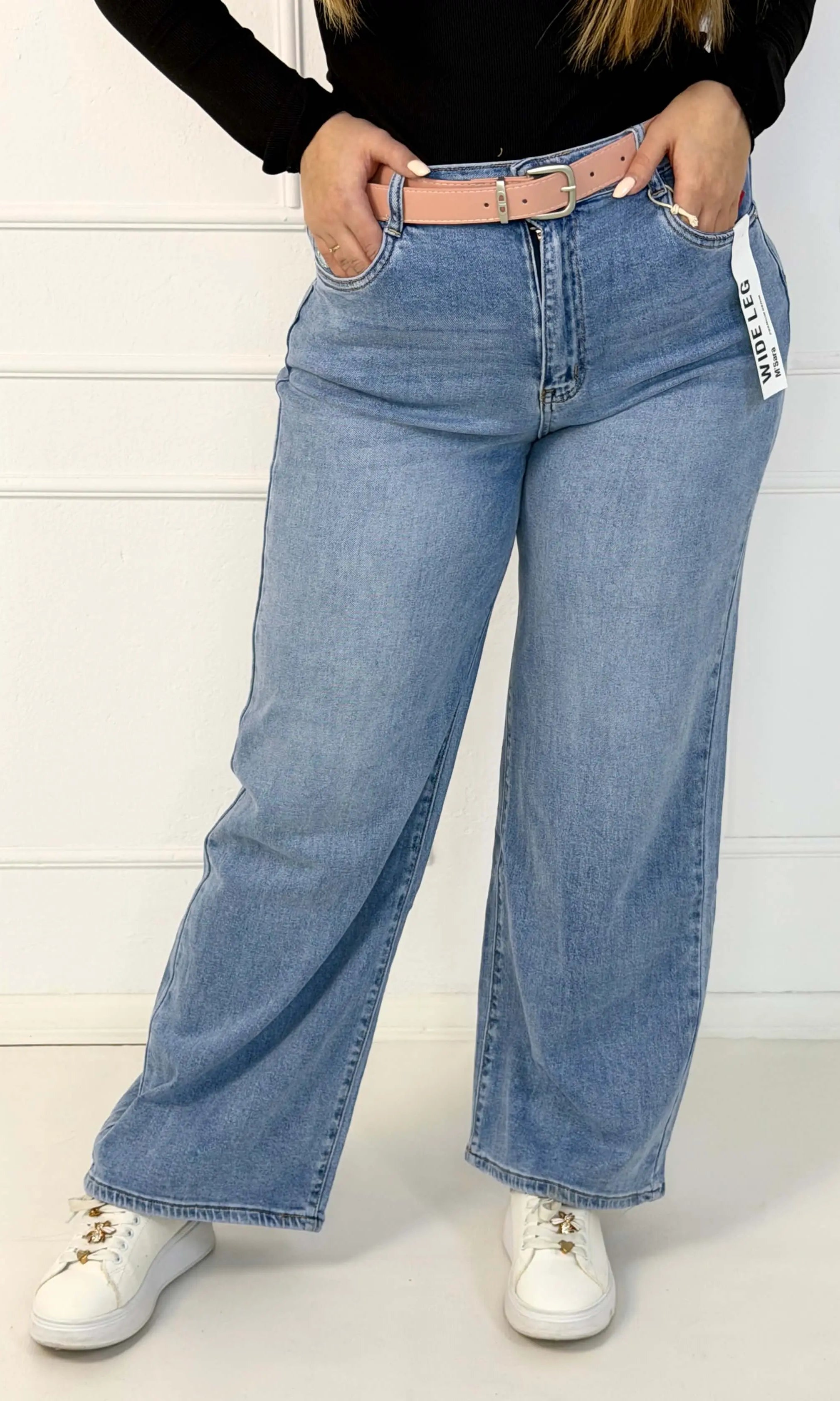 Jeansy plus size wide leg z jasnego denimu – szerokie spodnie damskie XXL Stylowa XL