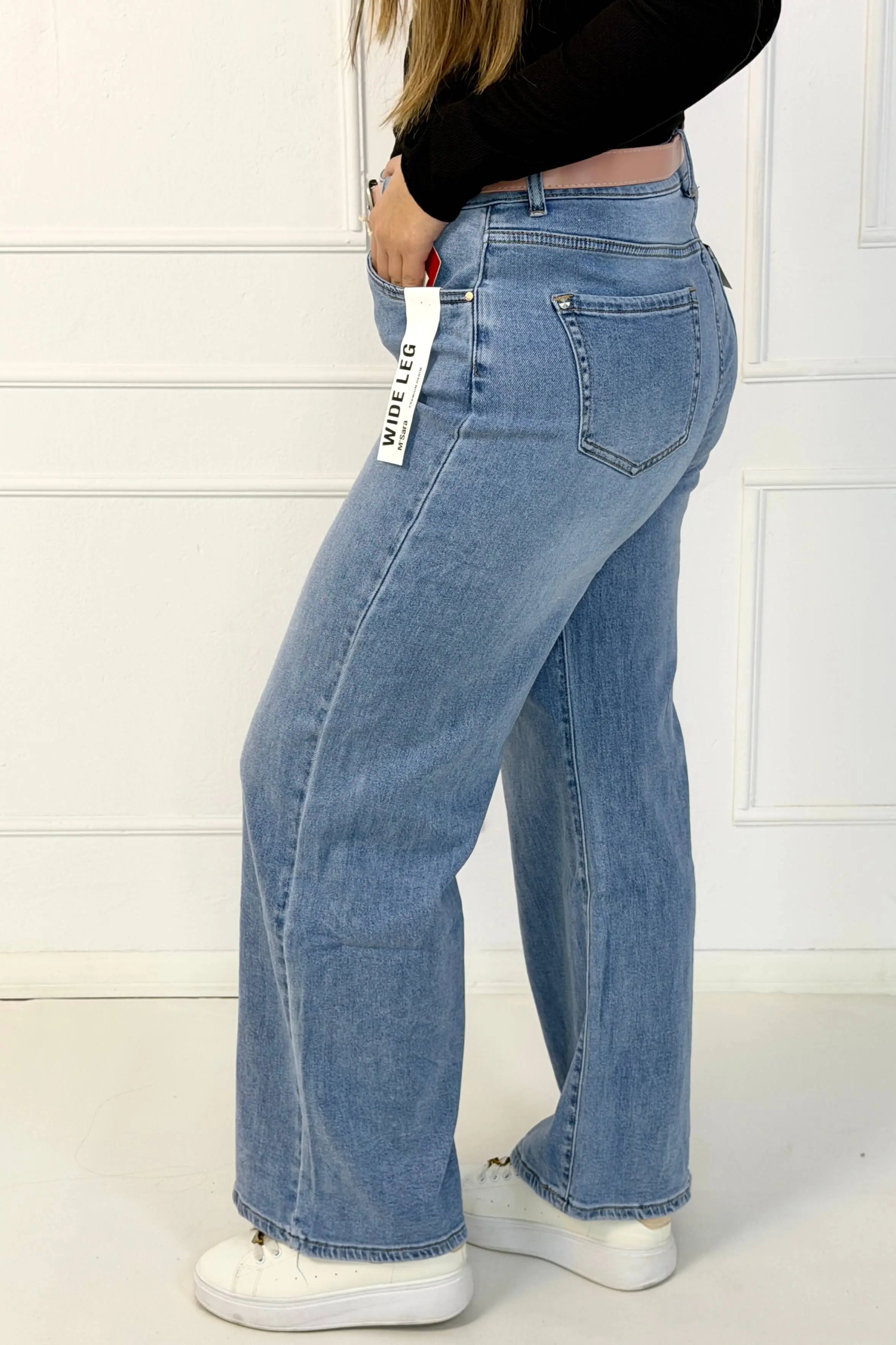Jeansy plus size wide leg z jasnego denimu – szerokie spodnie damskie XXL Stylowa XL