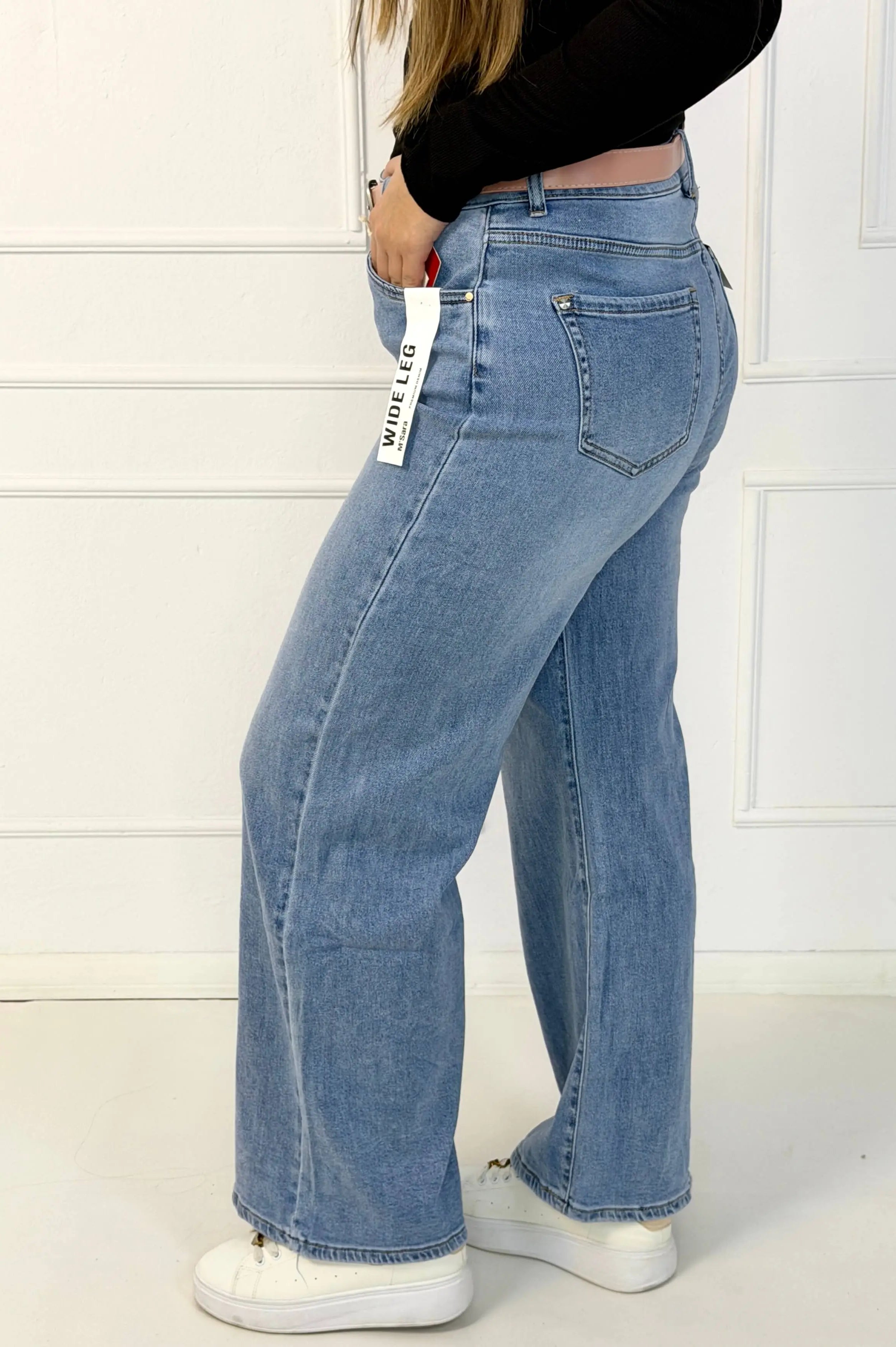 Jeansy plus size wide leg z jasnego denimu – szerokie spodnie damskie XXL Stylowa XL