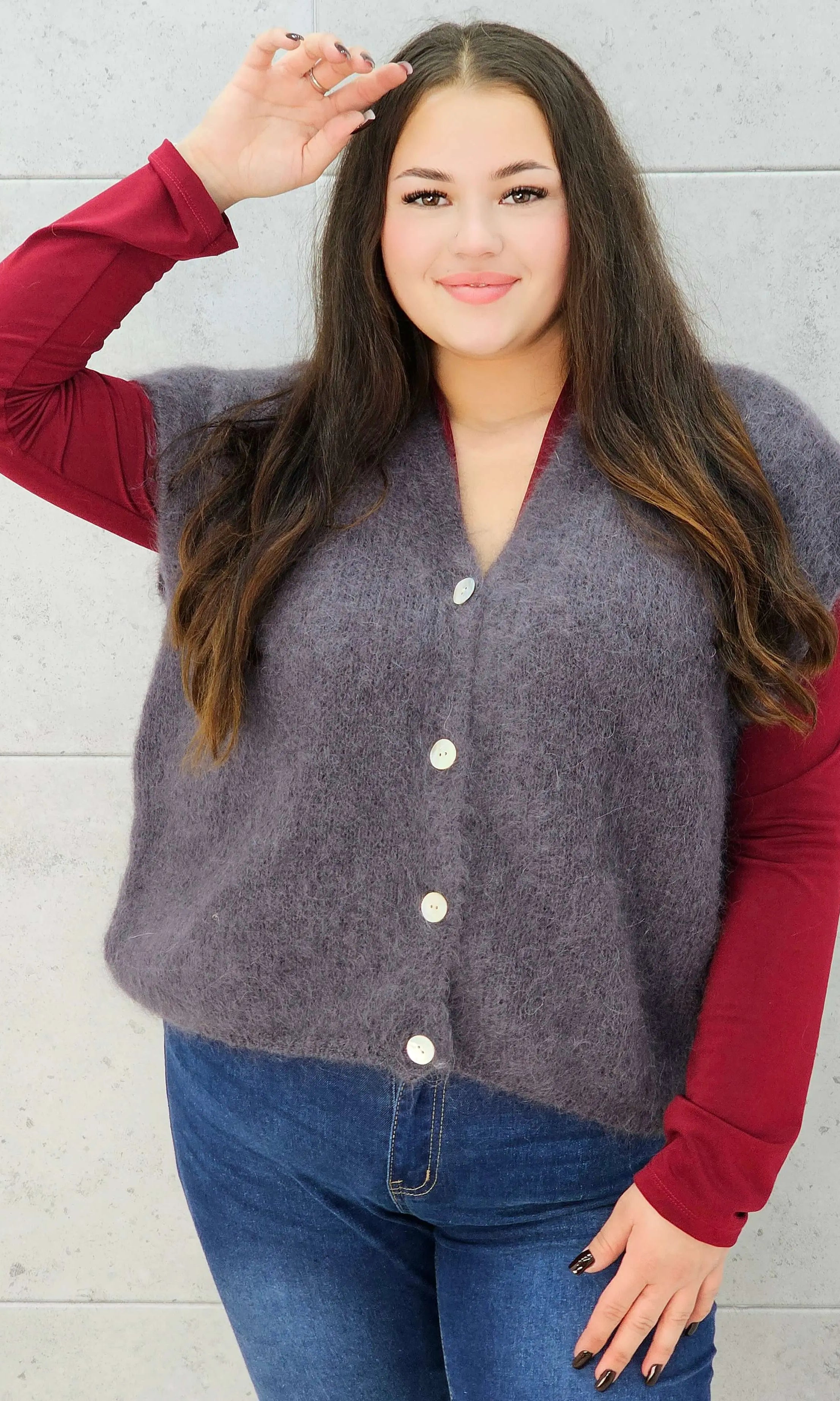 Kamizelka StylowaXL plus size z miękkiego moheru – ciepła i puszysta kamizelka plus size Stylowa XL