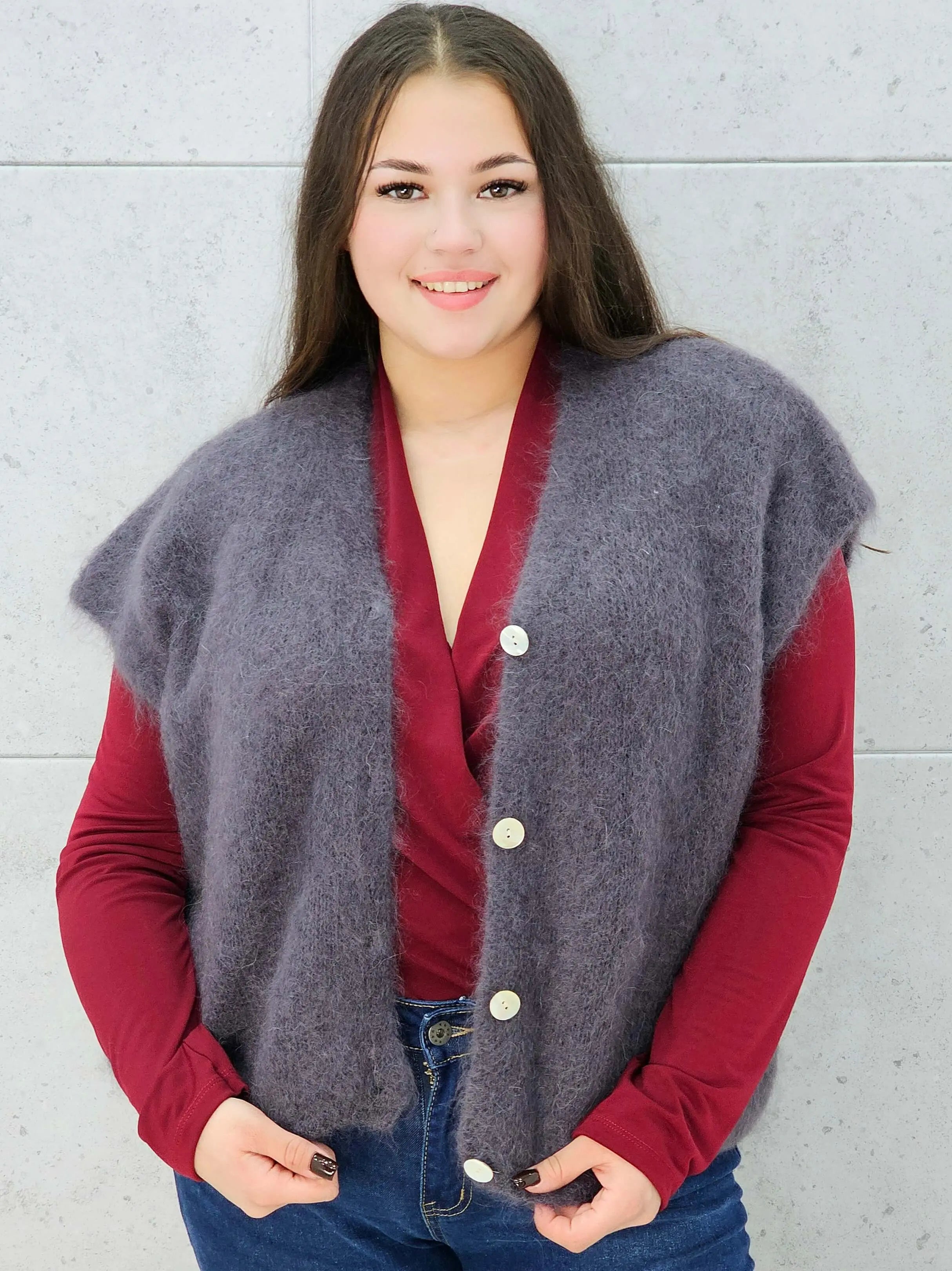 Kamizelka StylowaXL plus size z miękkiego moheru – ciepła i puszysta kamizelka plus size Stylowa XL