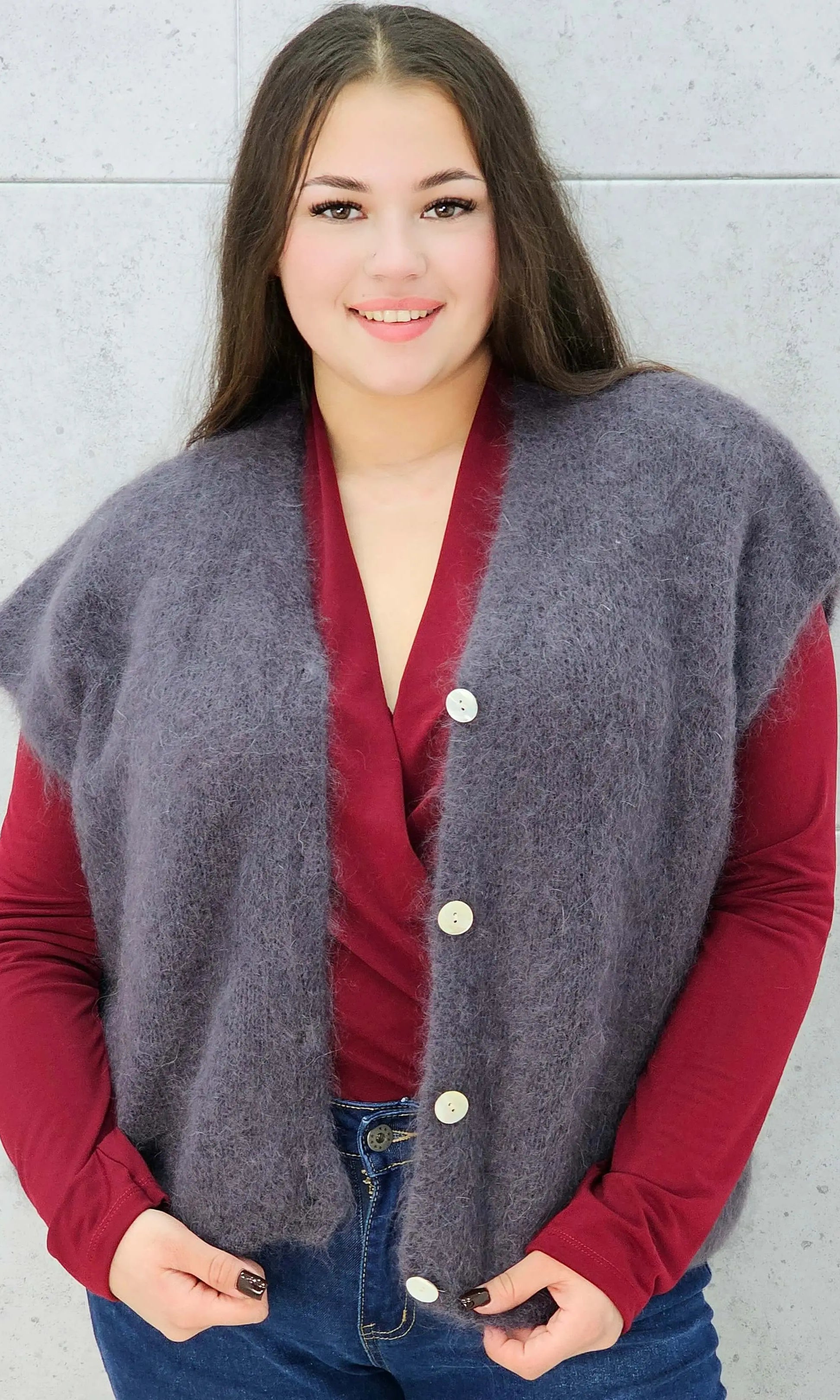 Kamizelka StylowaXL plus size z miękkiego moheru – ciepła i puszysta kamizelka plus size Stylowa XL