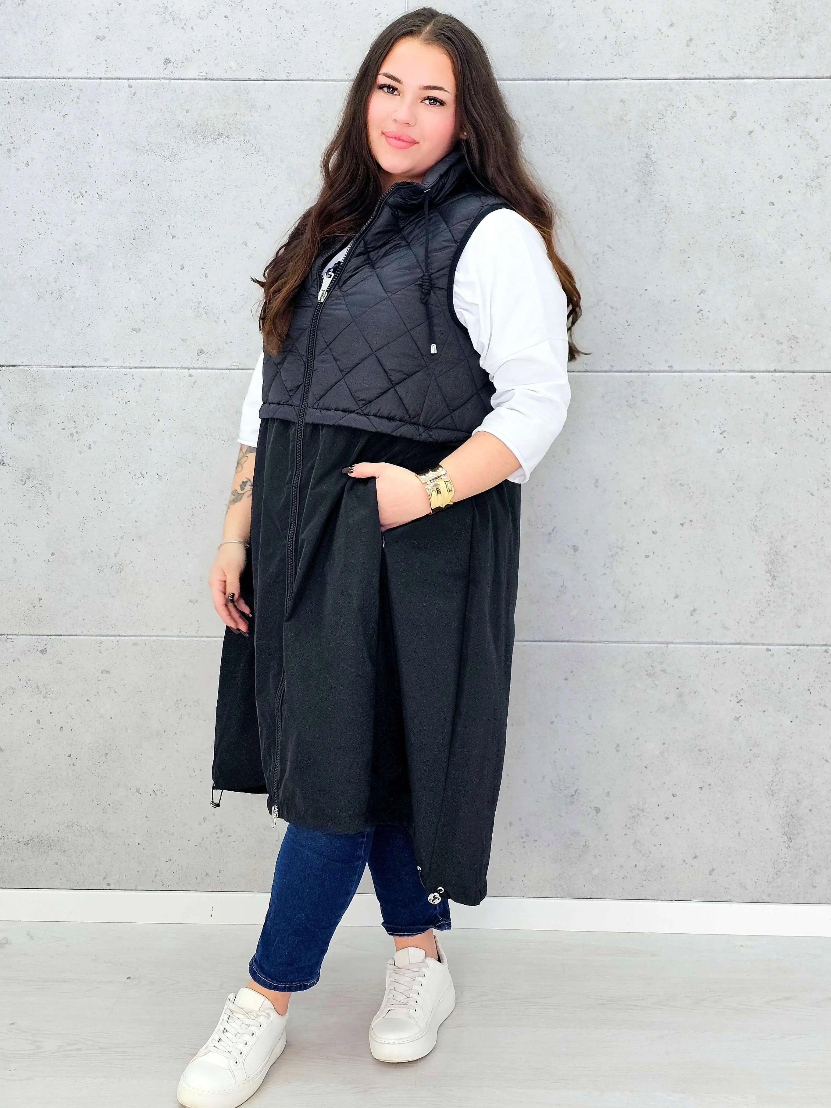 Kamizelka plus size długa z pikowaną górą – kolor i styl na chłodniejsze dni Stylowa XL