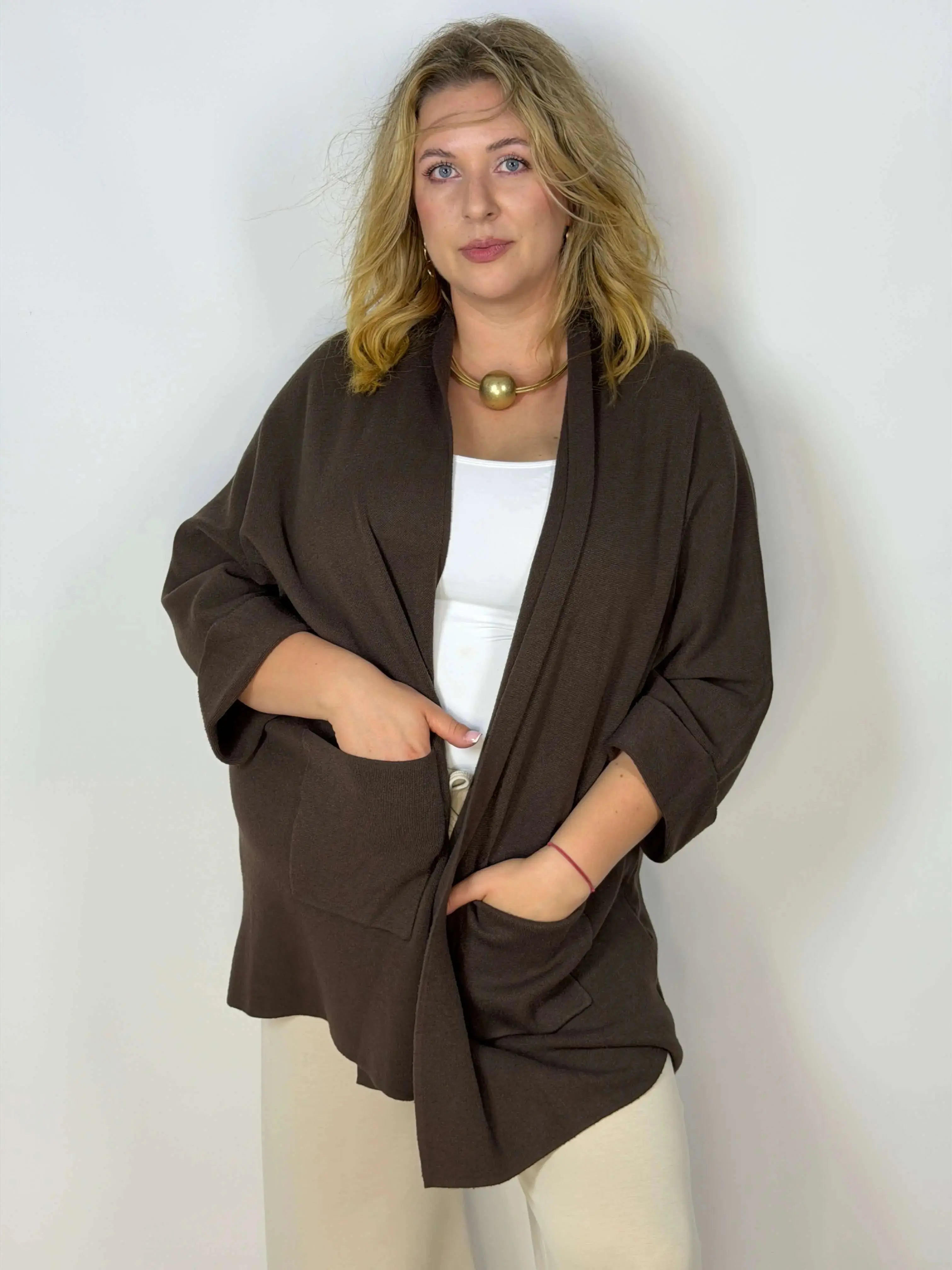 Kardigan Plus Size – miękki narzutka z kieszeniami Stylowa XL