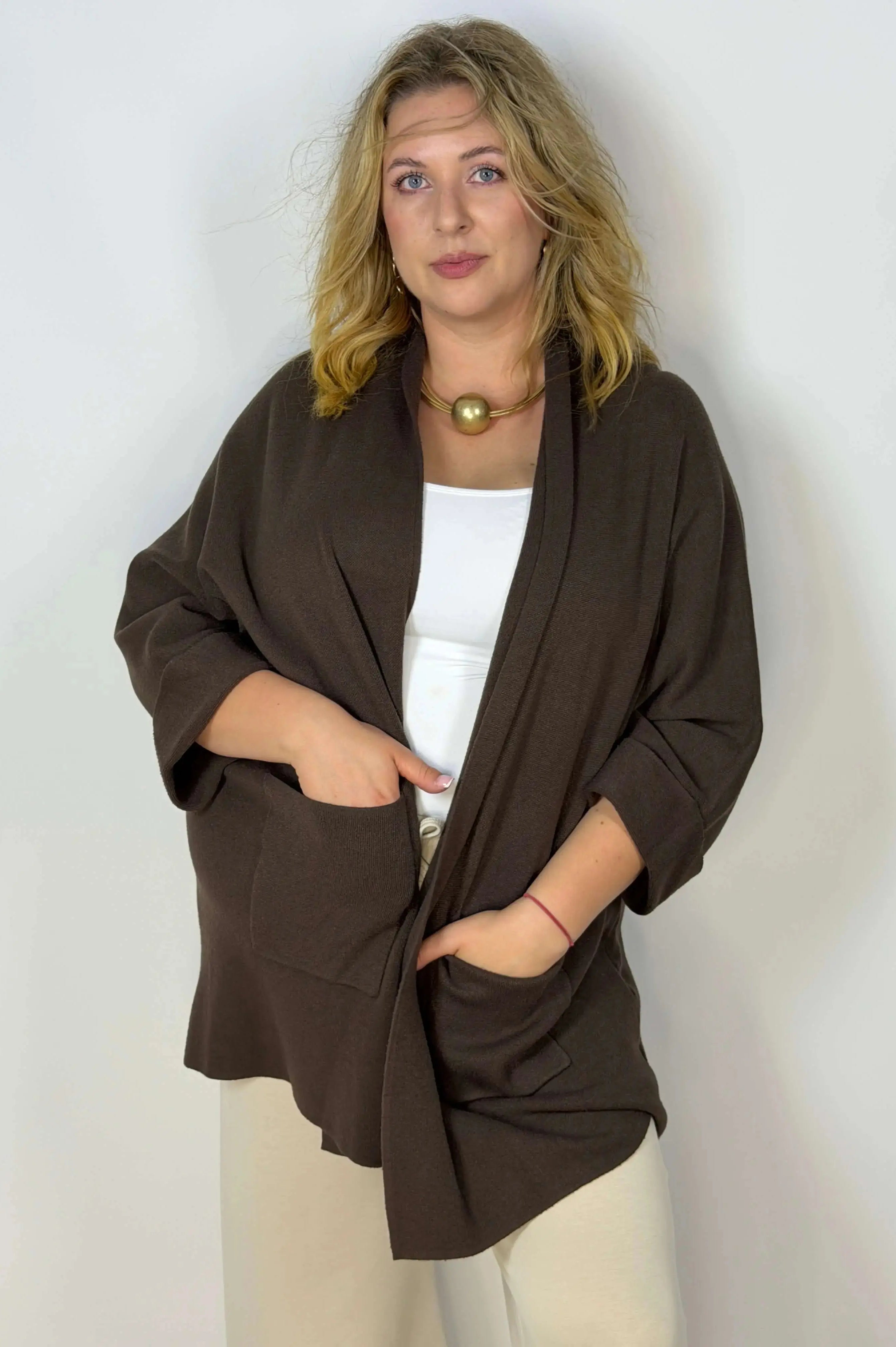 Kardigan Plus Size – miękki narzutka z kieszeniami Stylowa XL