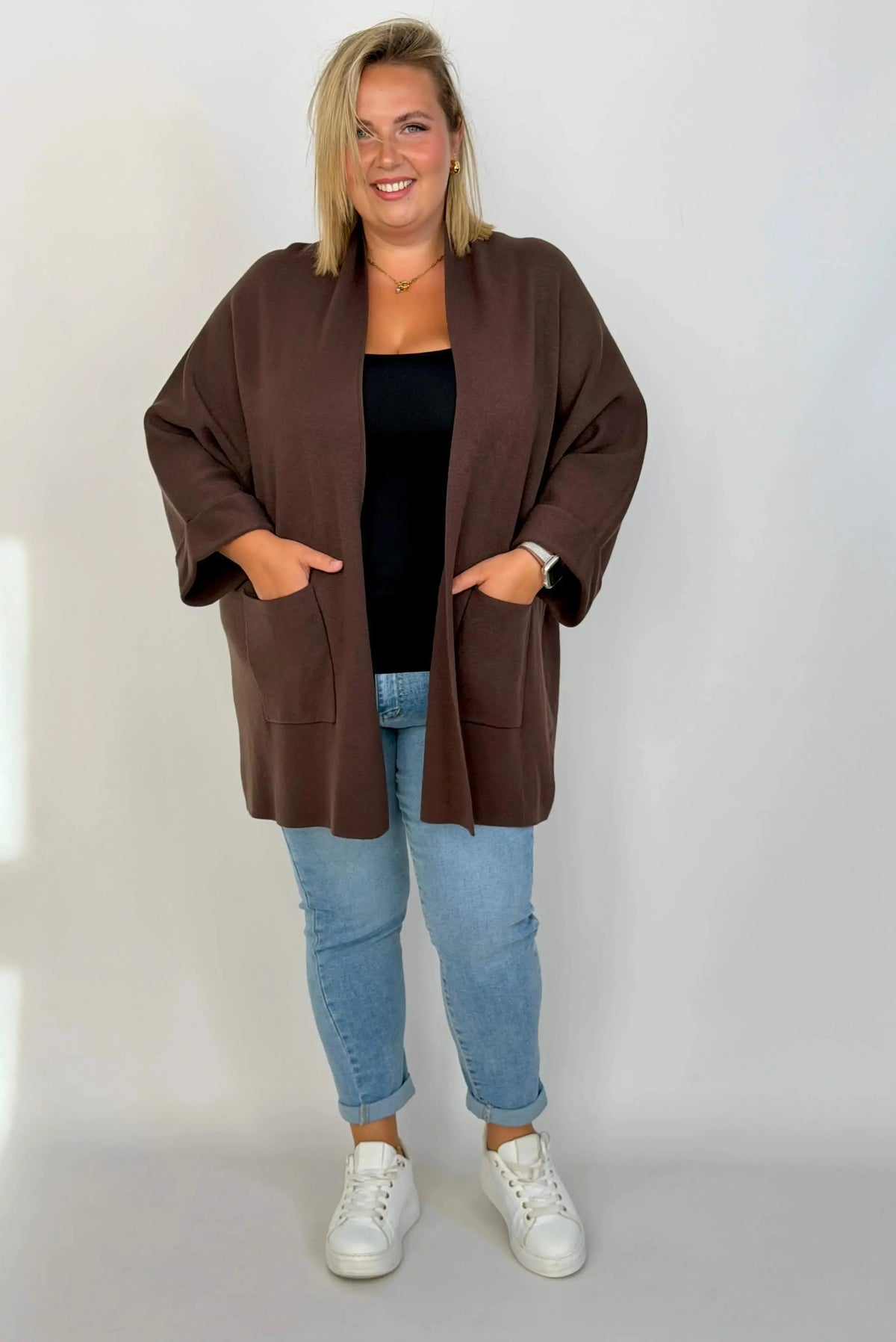 Kardigan Plus Size – miękki narzutka z kieszeniami Stylowa XL