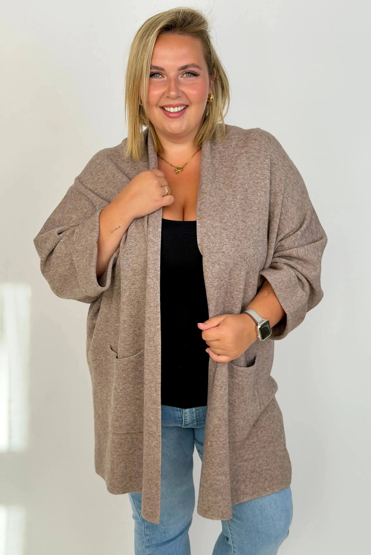 Kardigan Plus Size – miękki narzutka z kieszeniami Stylowa XL