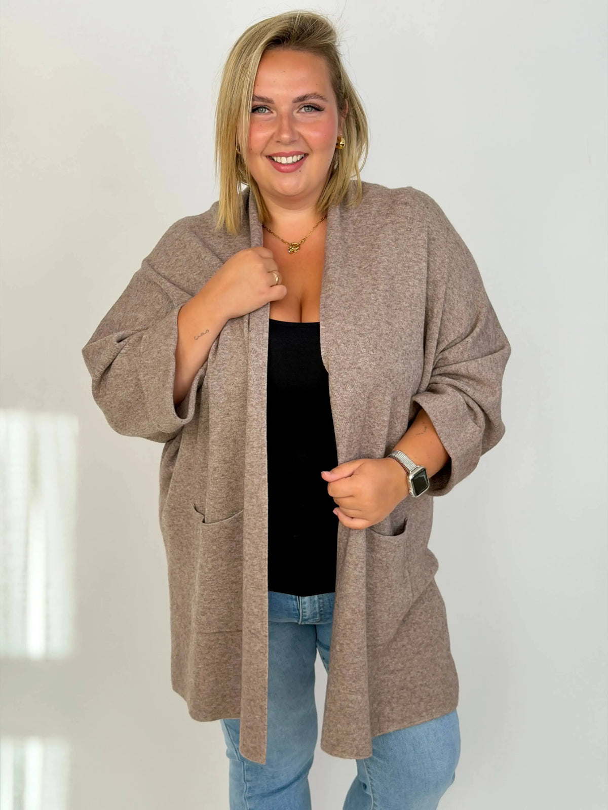 Kardigan Plus Size – miękki narzutka z kieszeniami Stylowa XL